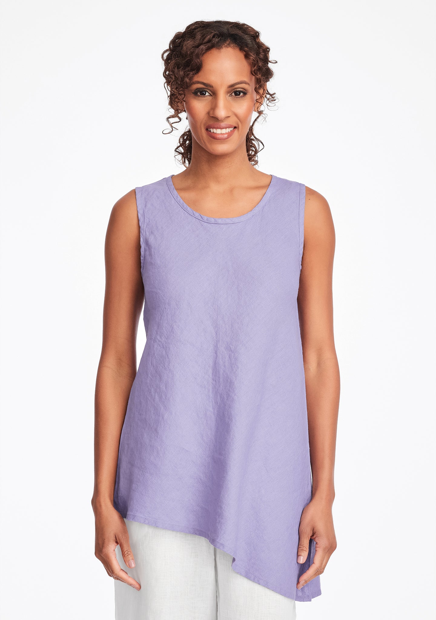 airy tunic linen tank top purple