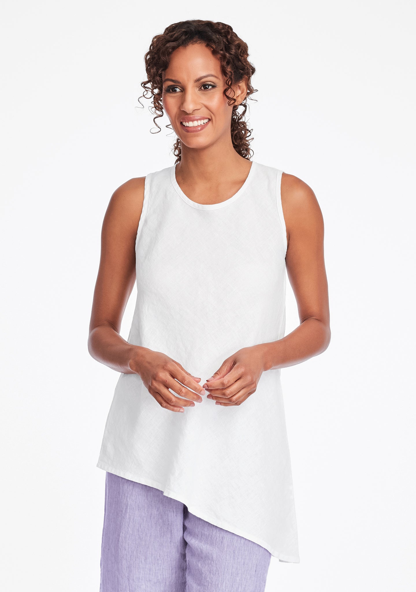 airy tunic linen tank top white