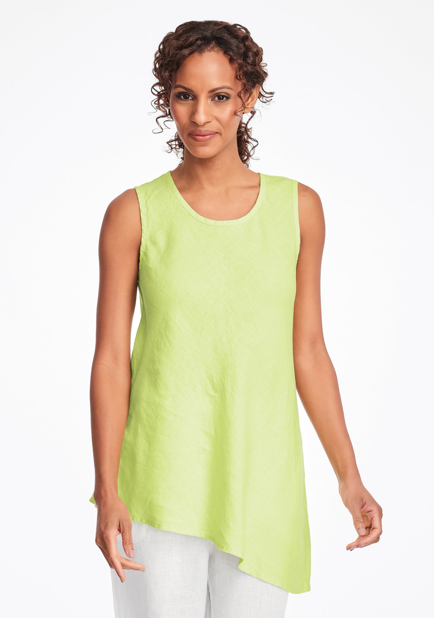 airy tunic linen tank top green