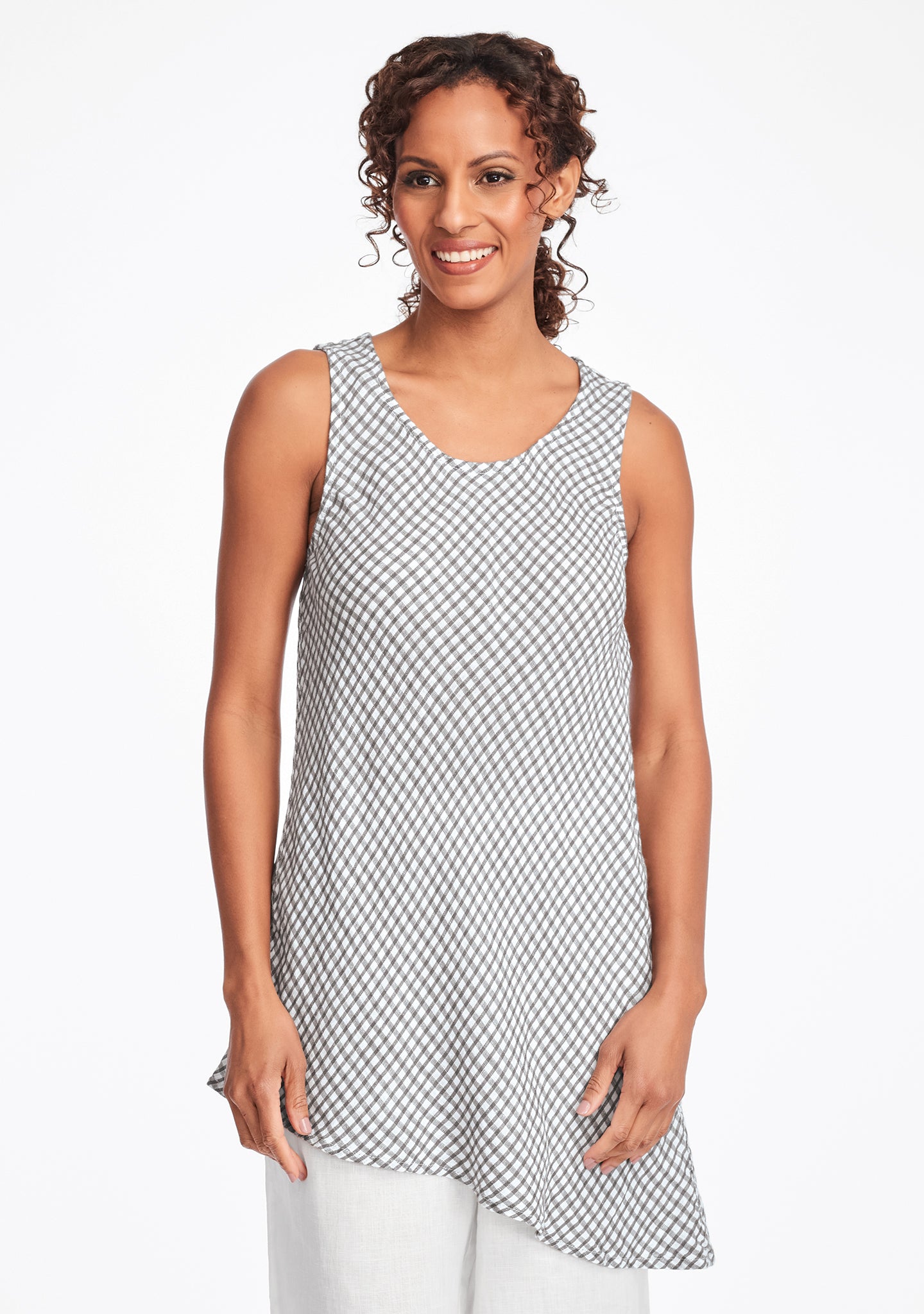 airy tunic linen tank top grey