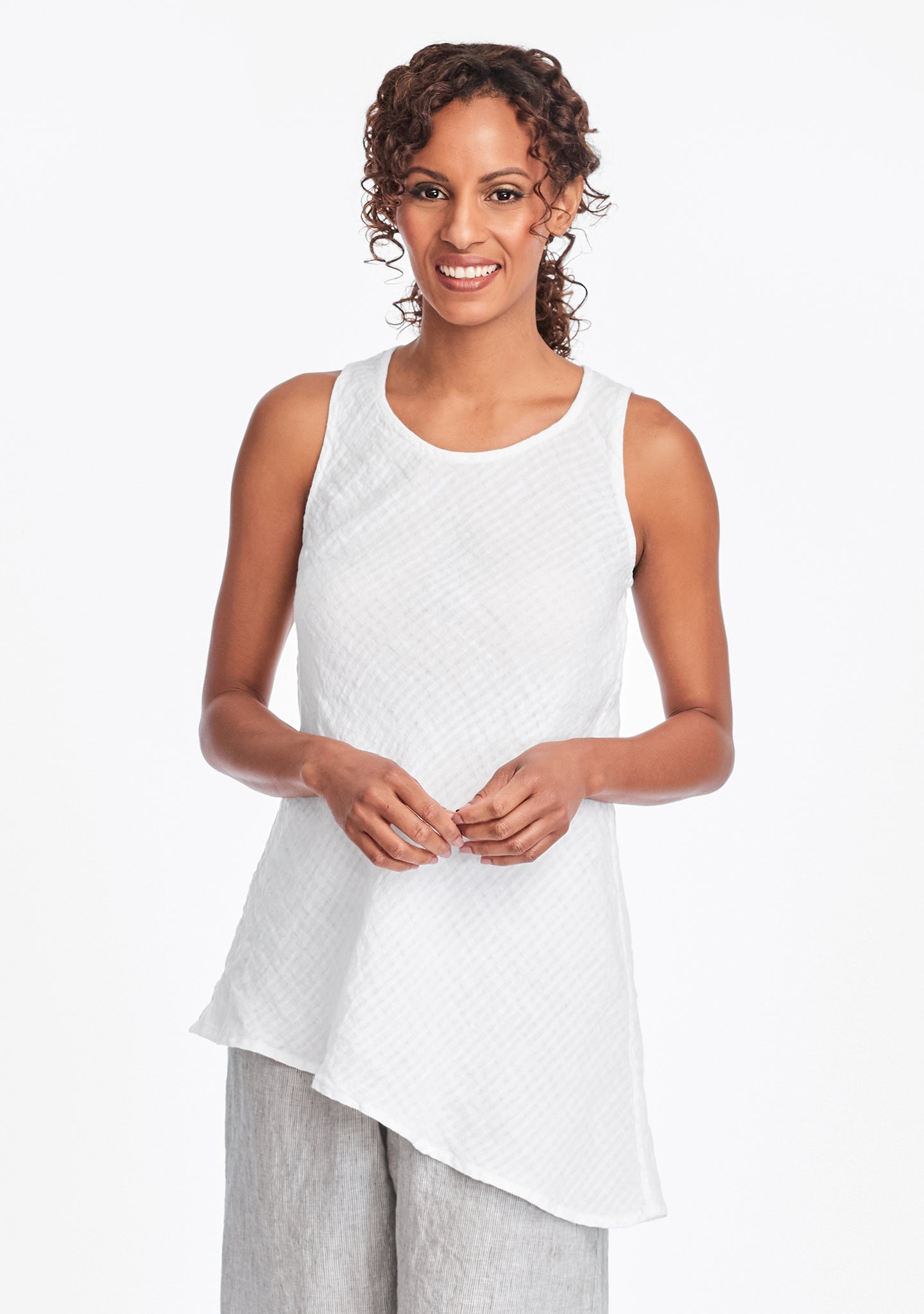 airy tunic linen tank top white