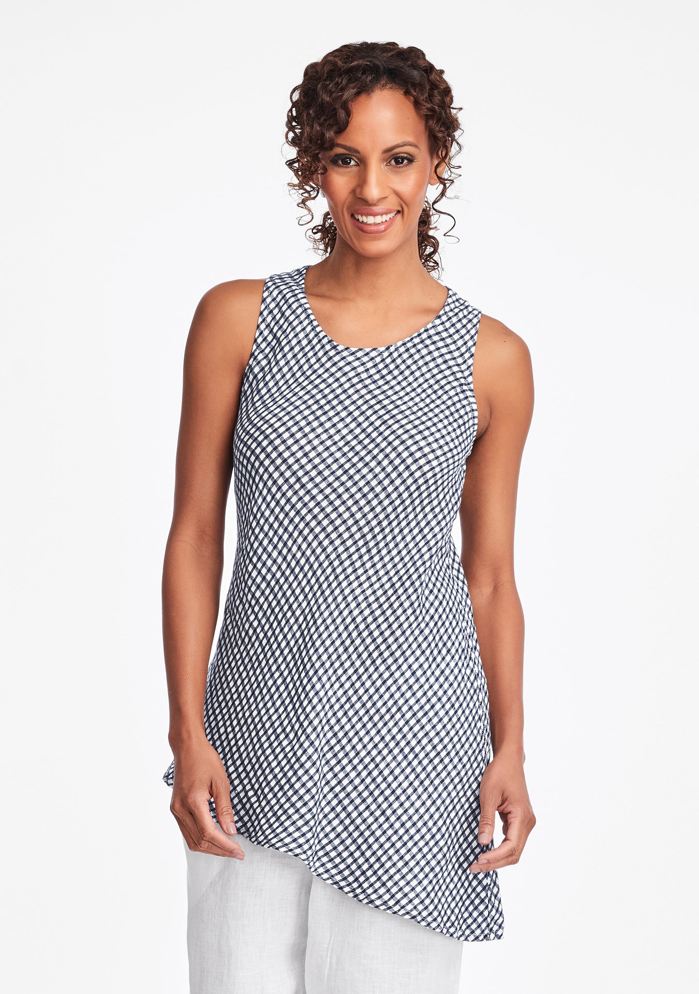 airy tunic linen tank top blue