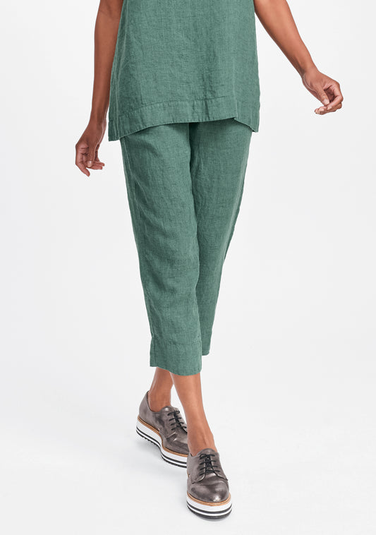 ankle deep linen pants green