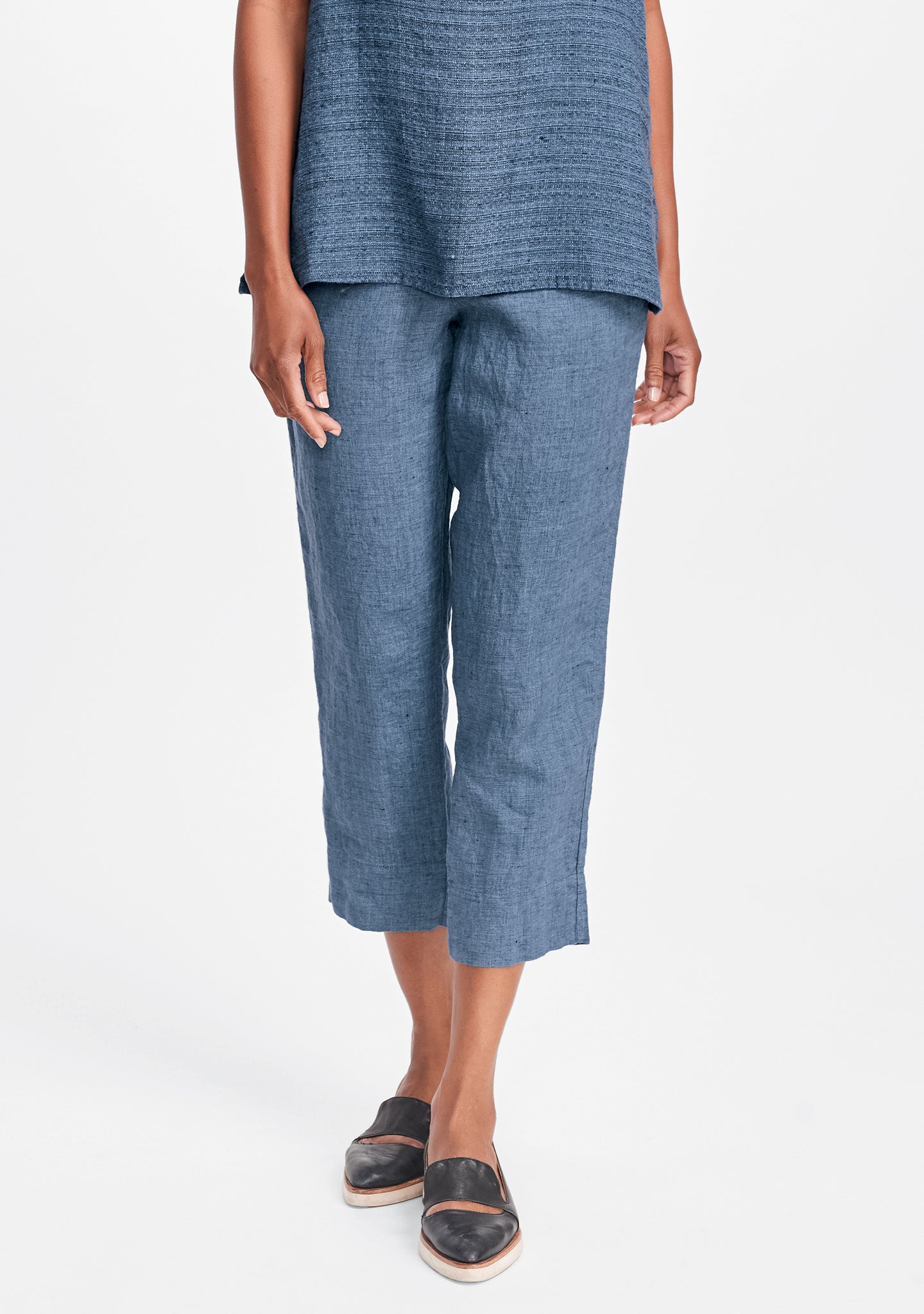 ankle deep linen pants blue