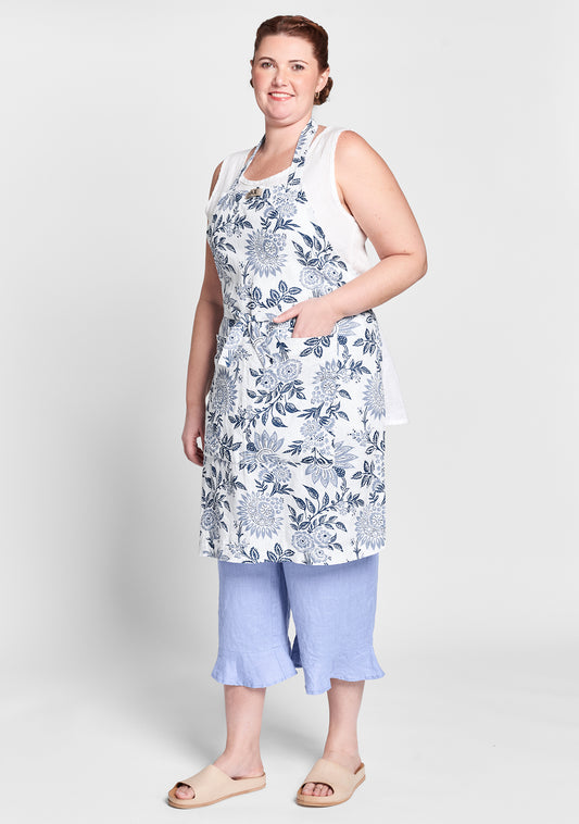 apron linen apron blue