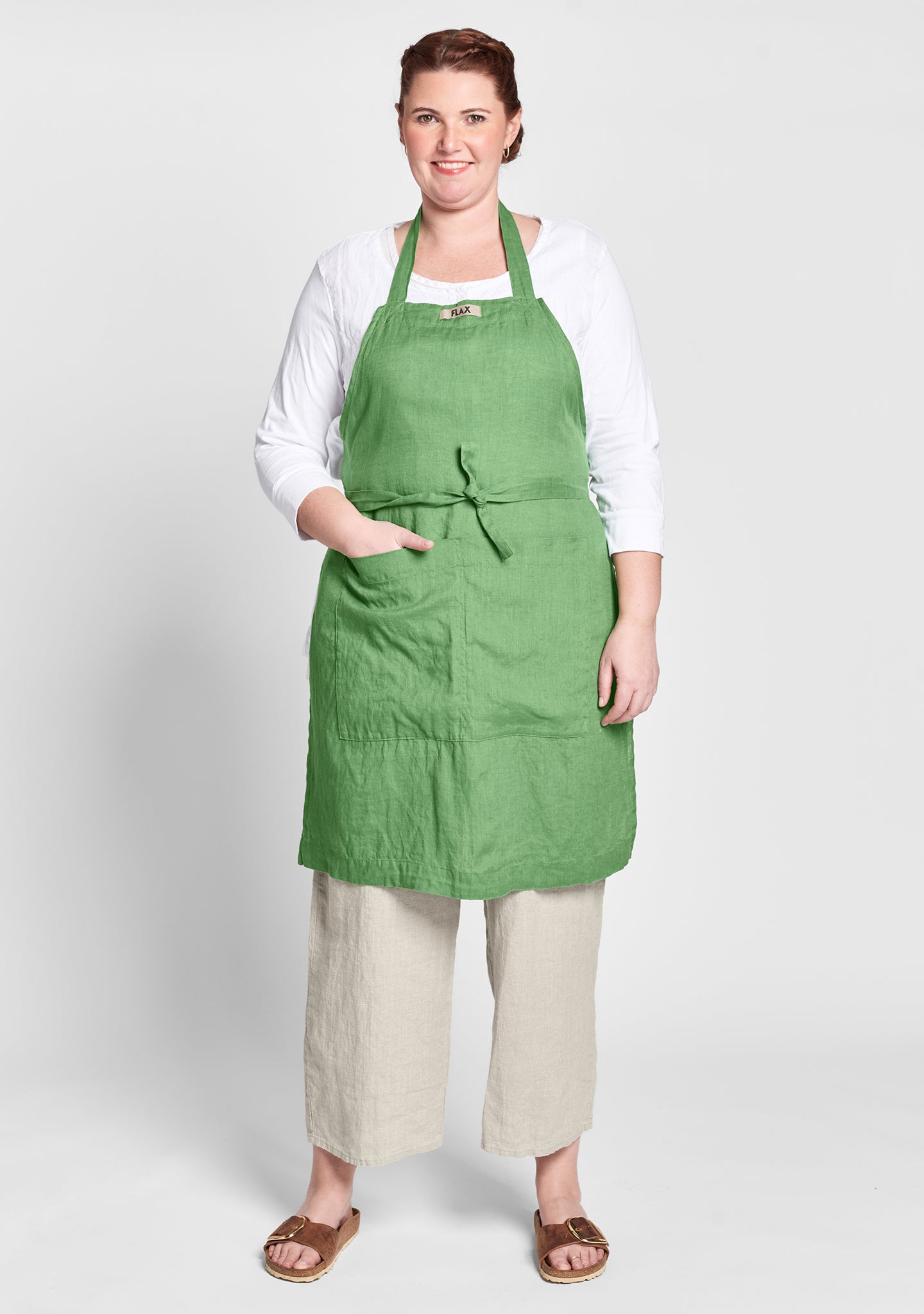 apron linen apron green