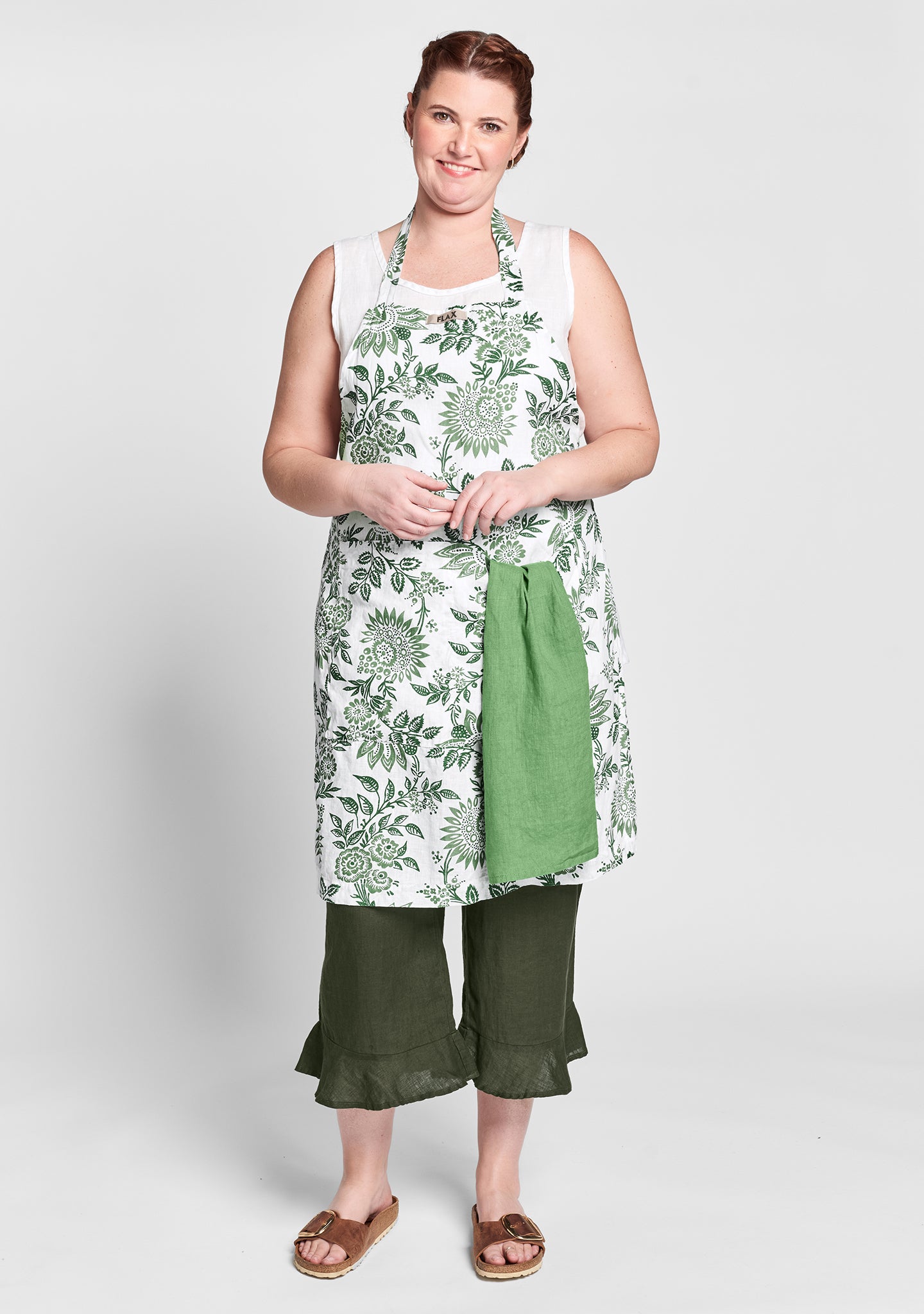 apron linen apron green