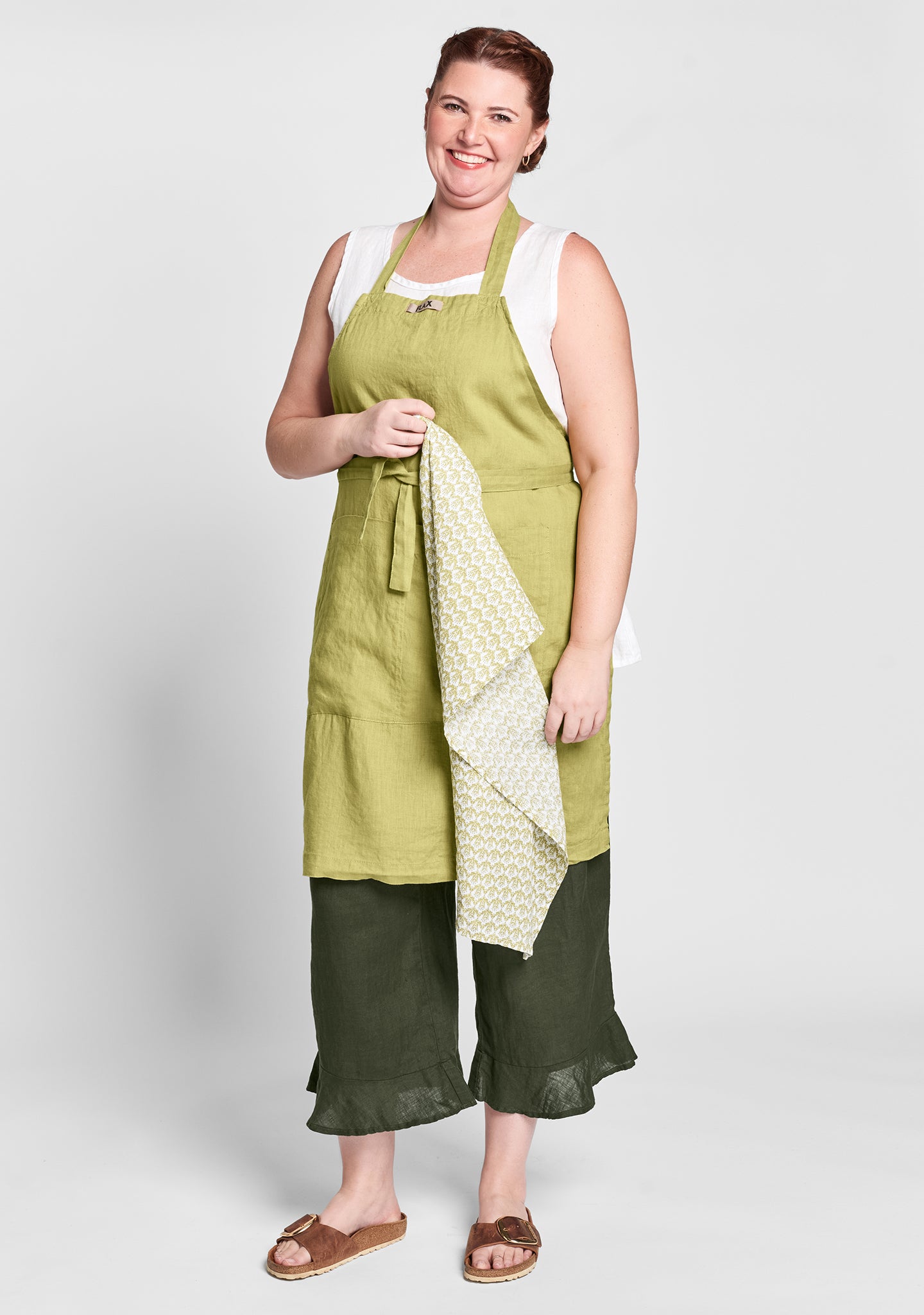 apron linen apron green