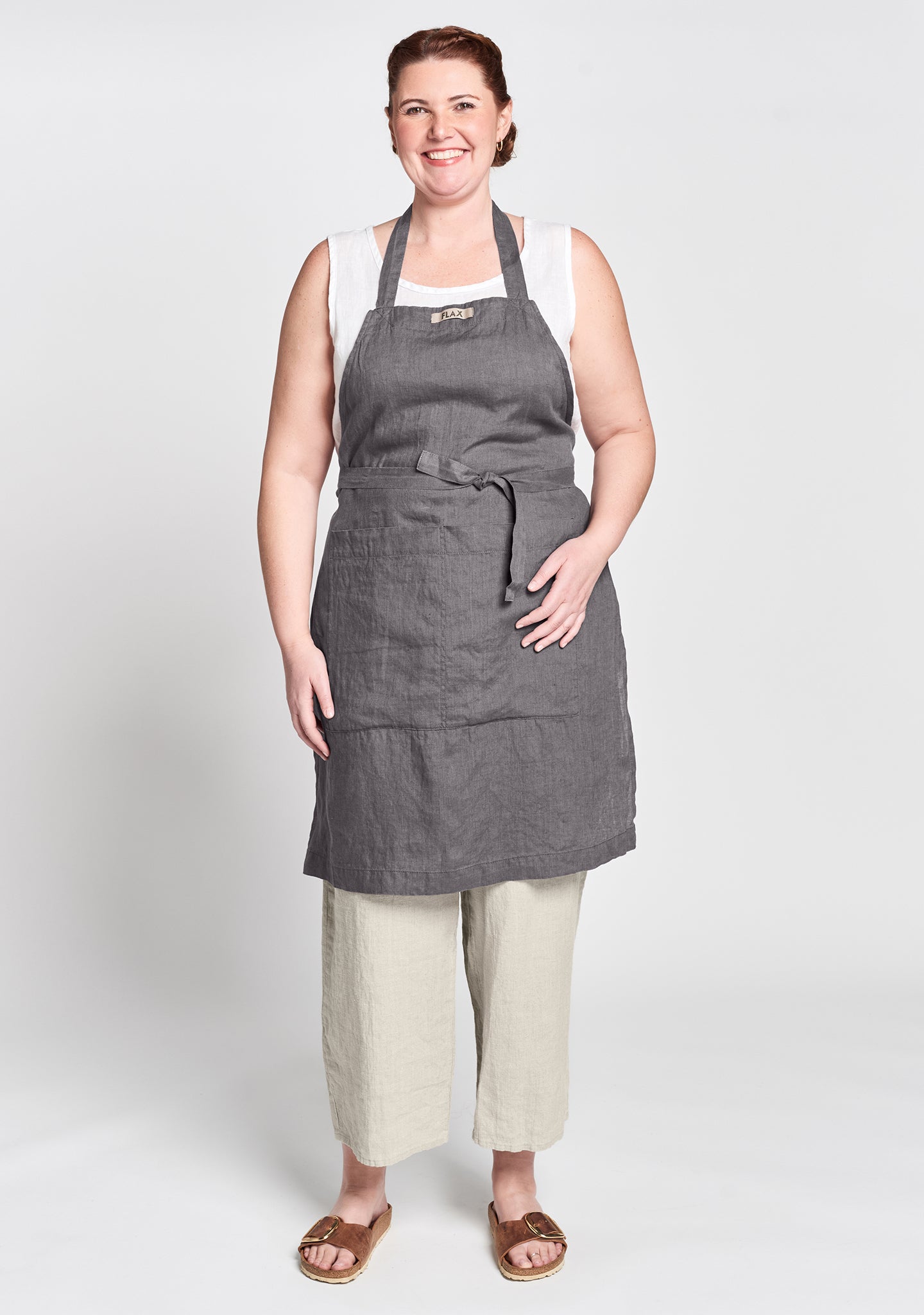 apron linen apron grey