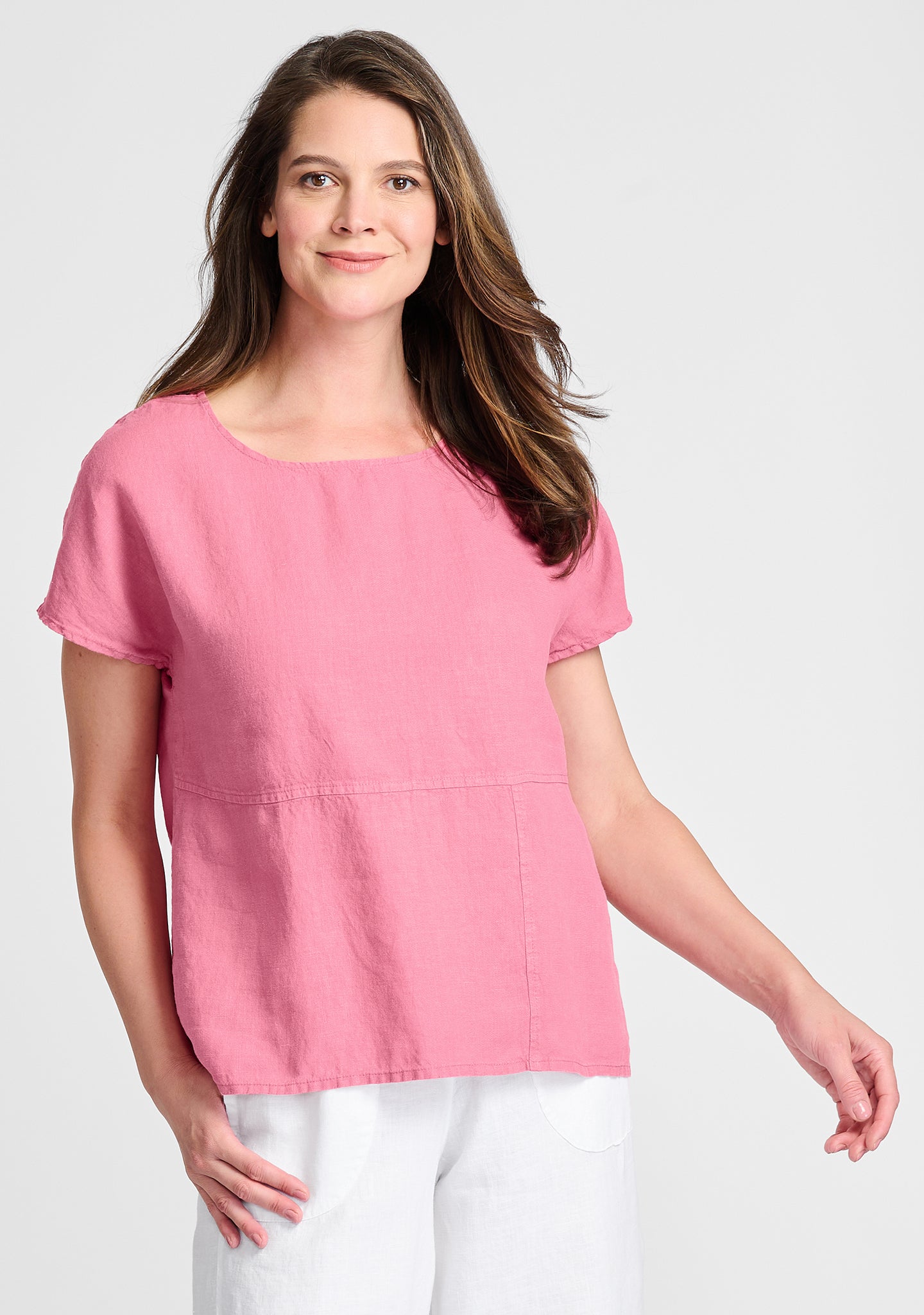 aria tee linen t shirt pink