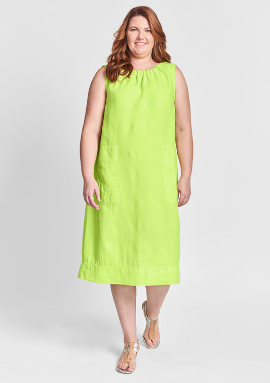 athena dress linen shift dress green