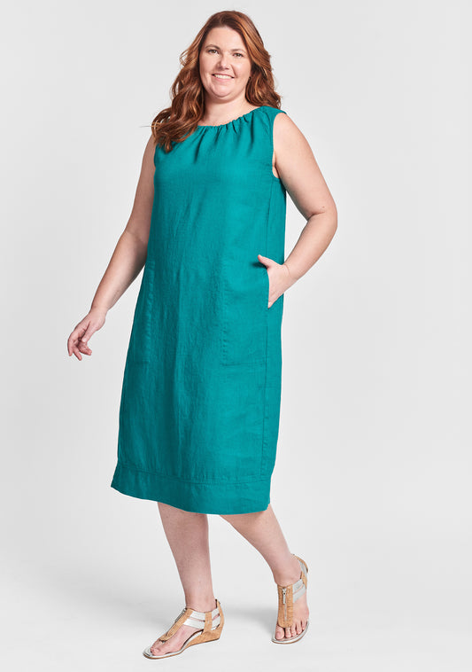 athena dress linen shift dress green