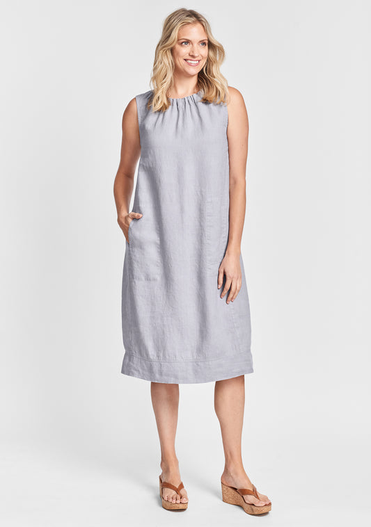 athena dress linen shift dress grey