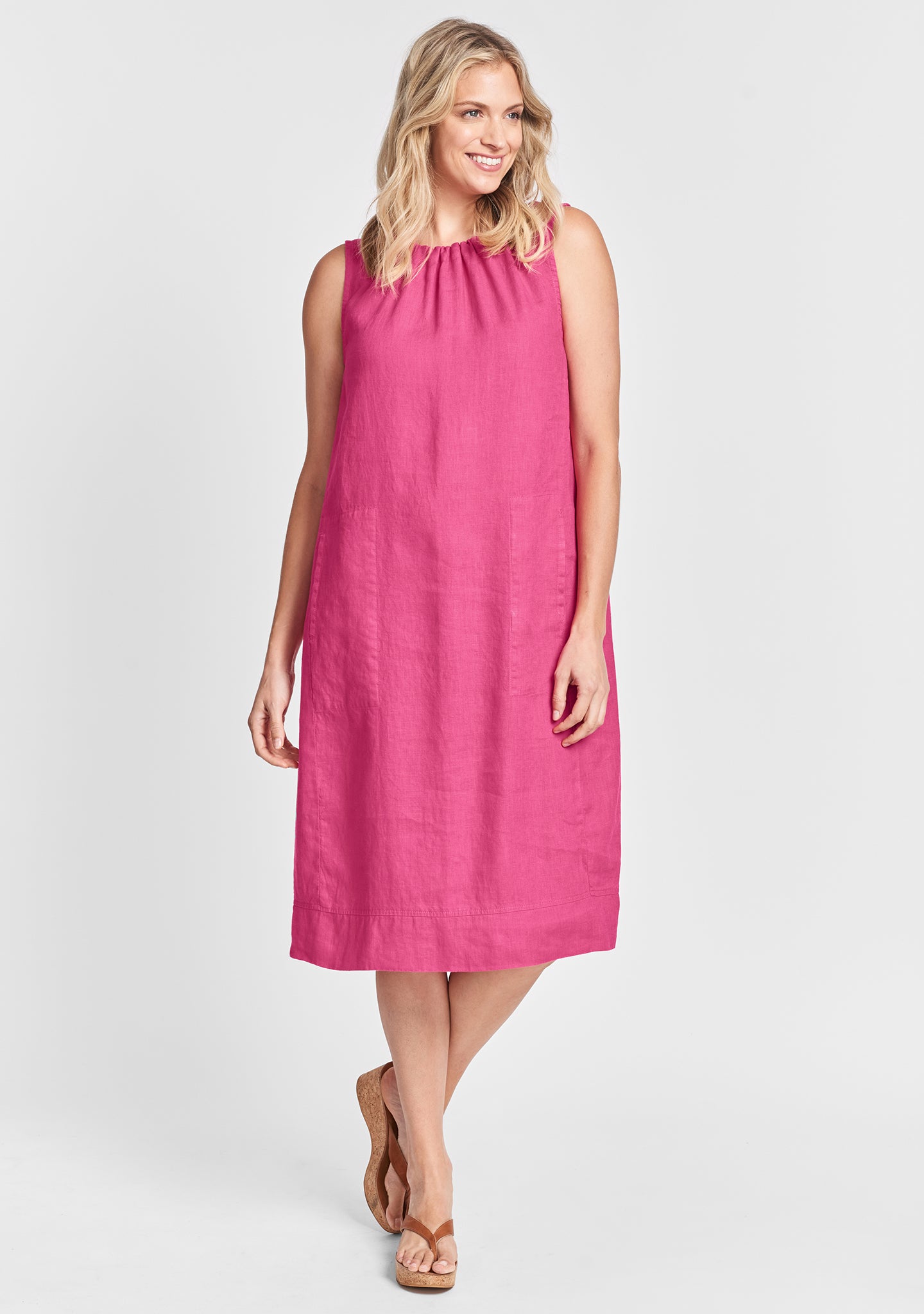 athena dress linen shift dress pink