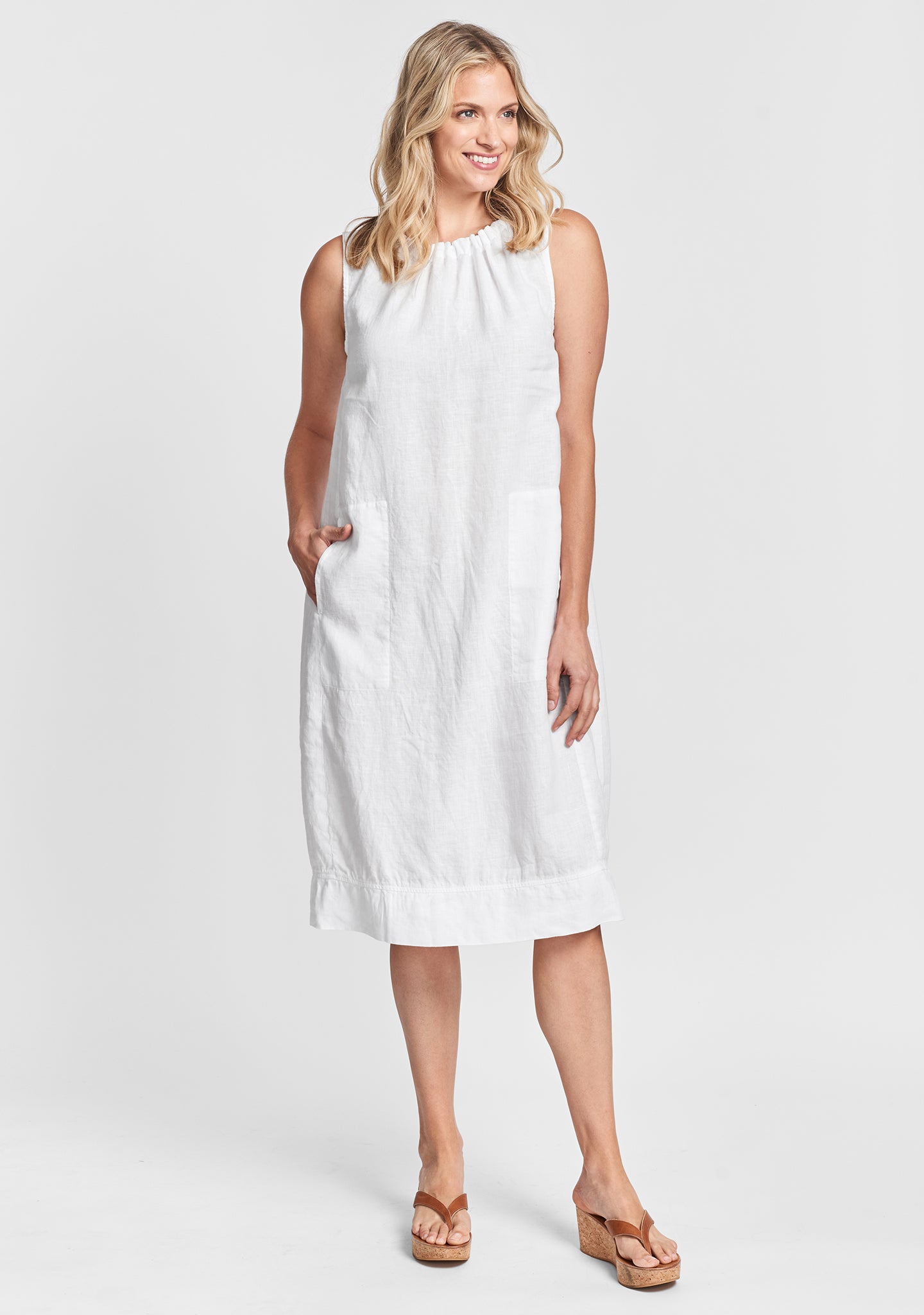 athena dress linen shift dress white