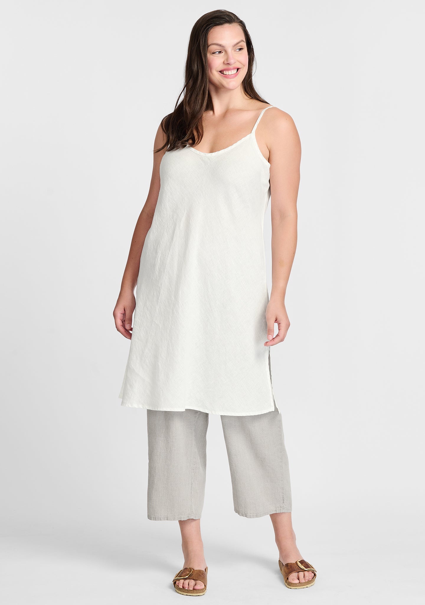 bias slip dress linen dress white