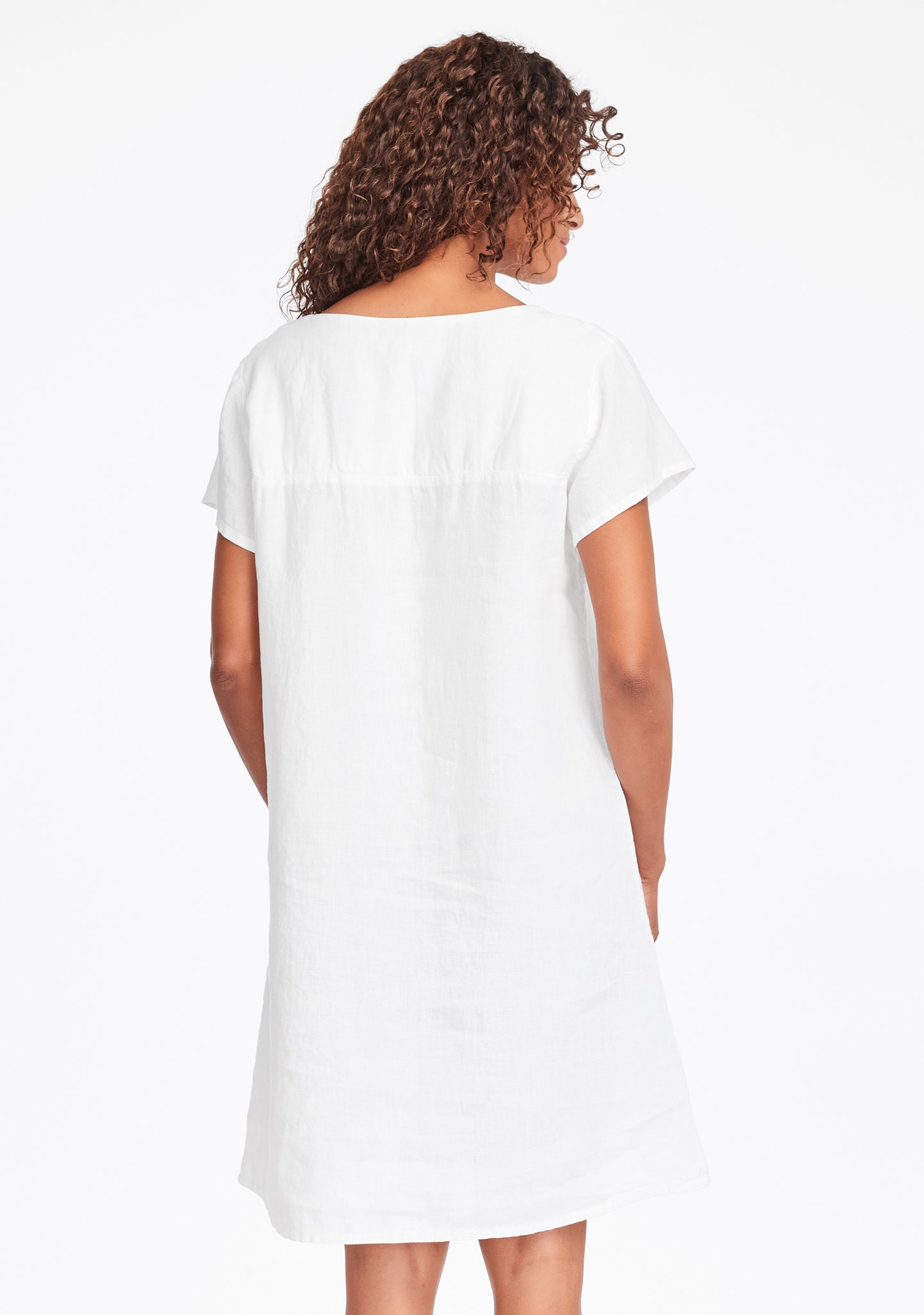 button dress linen shift dress details