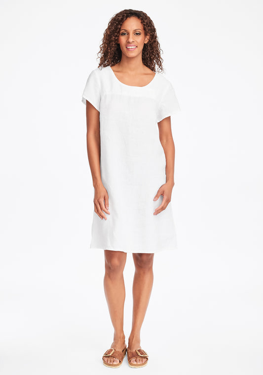 button dress linen shift dress white