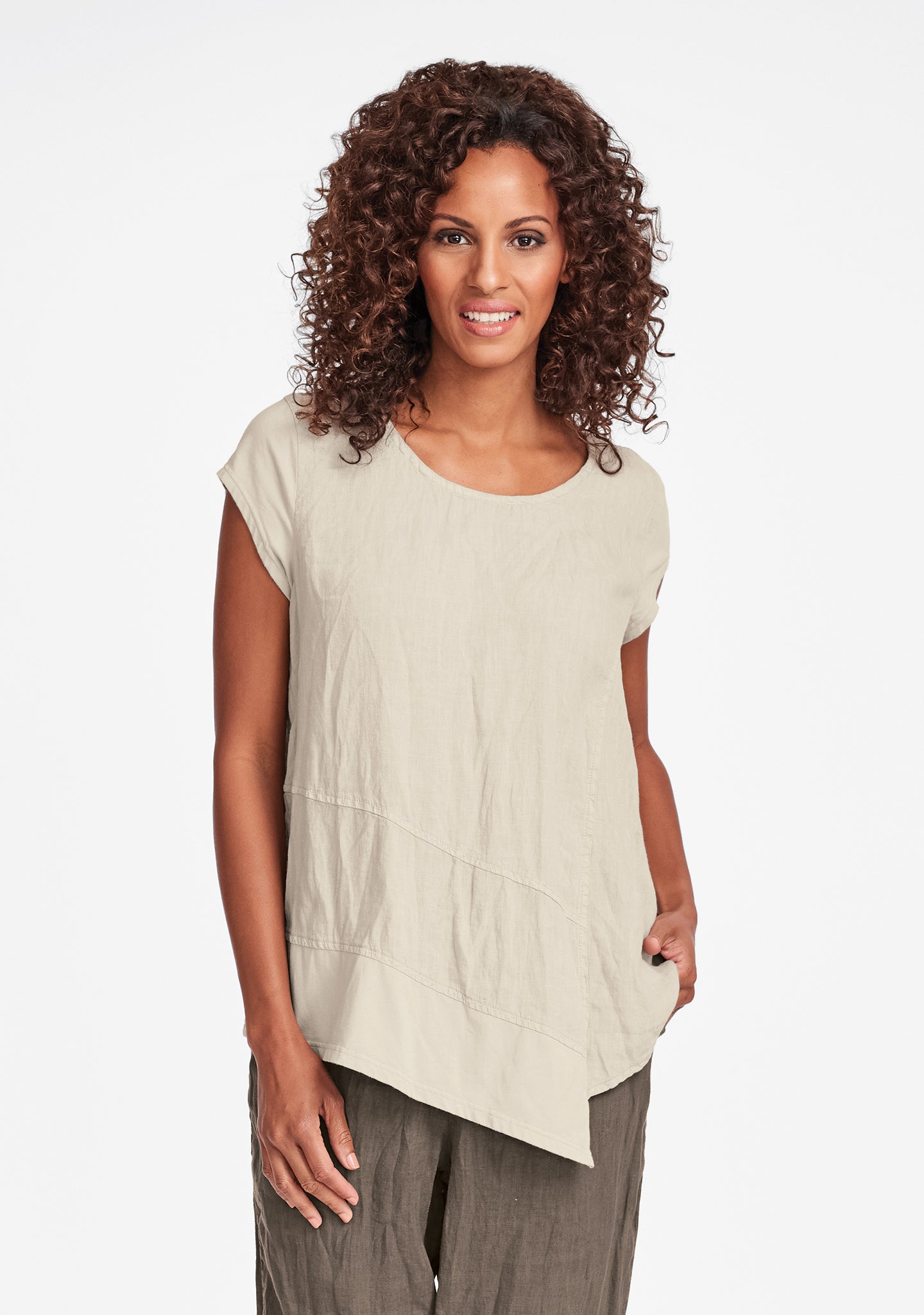 cap tee linen t shirt natural