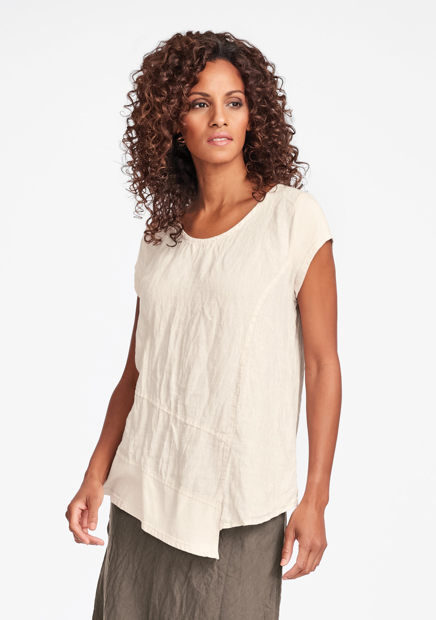 cap tee linen t shirt white