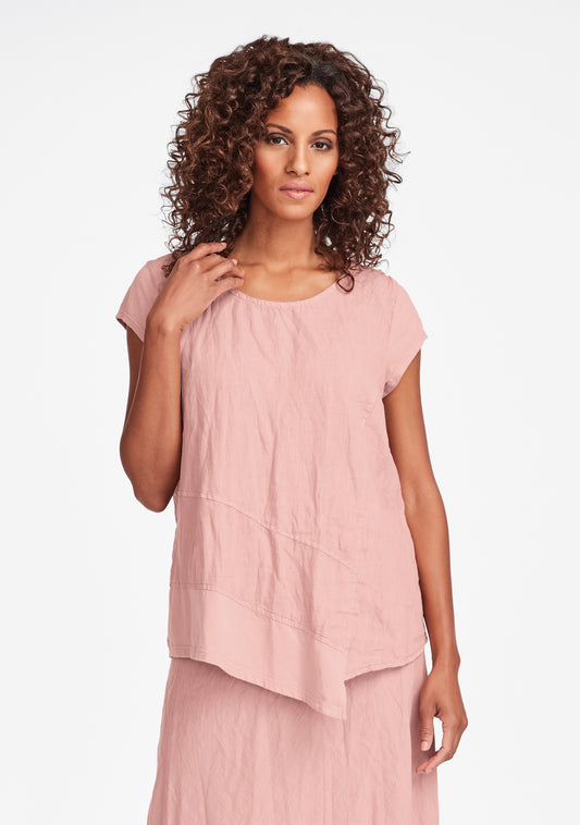 cap tee linen t shirt pink