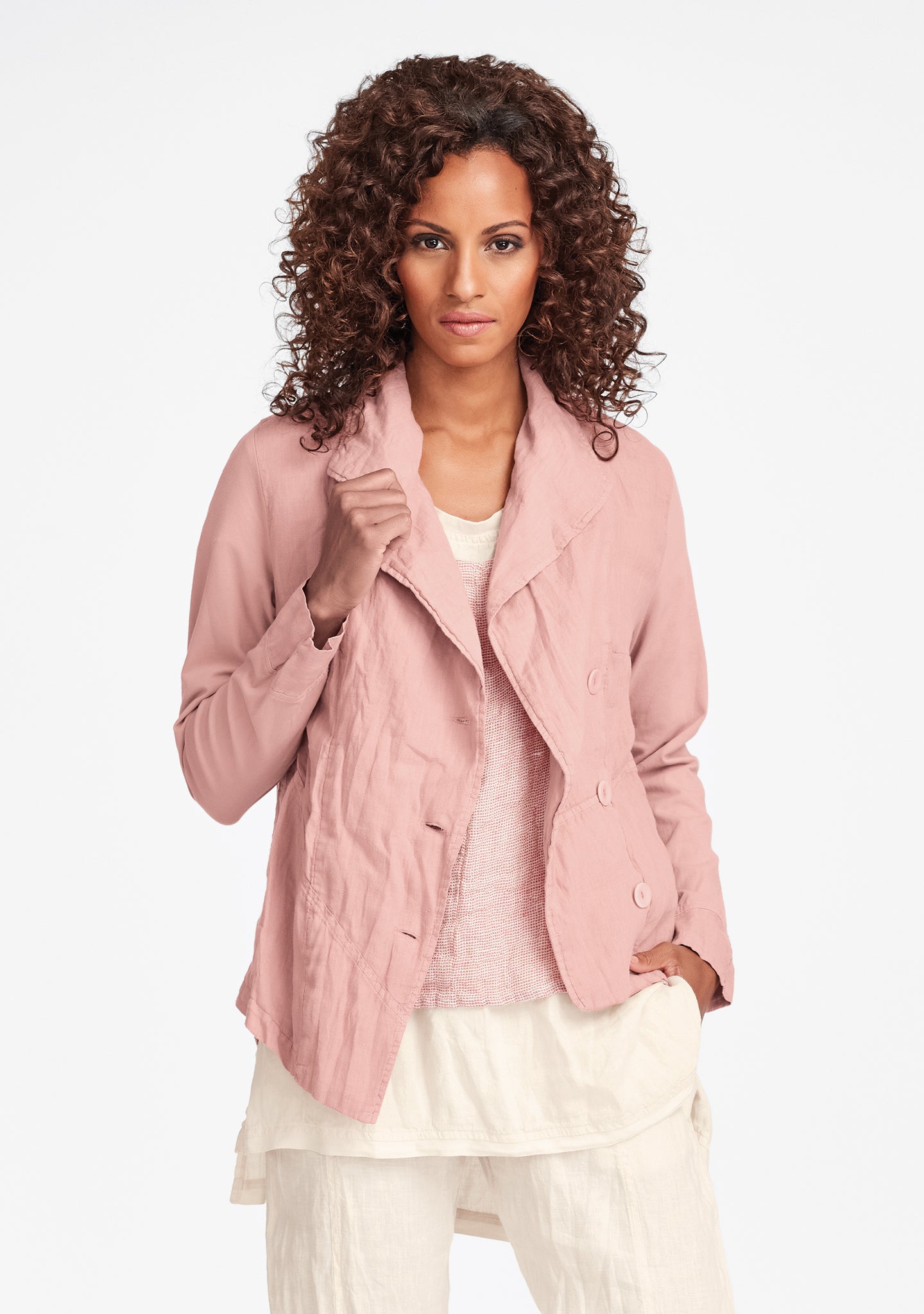 chelsea jacket linen jacket pink