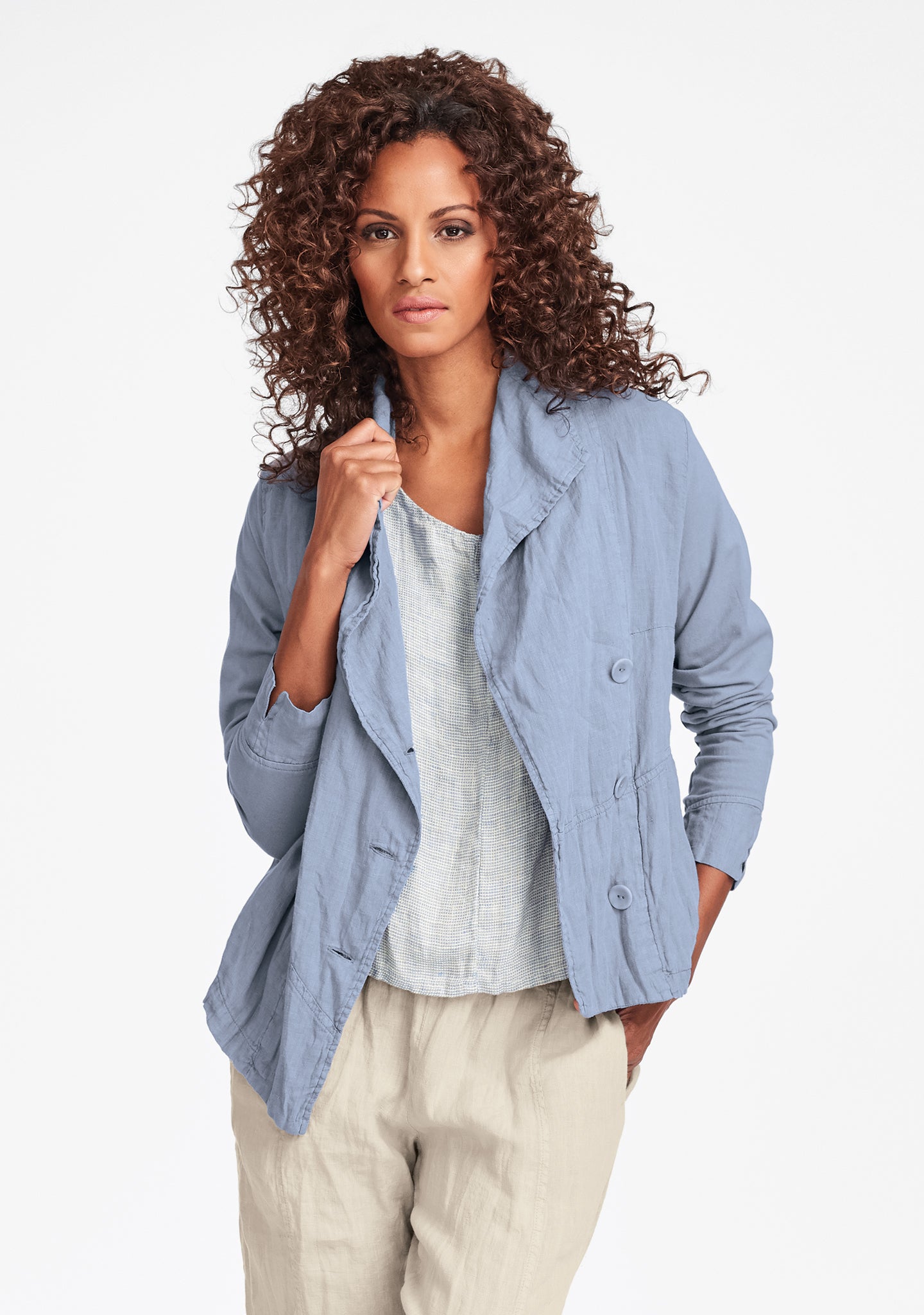 chelsea jacket linen jacket blue