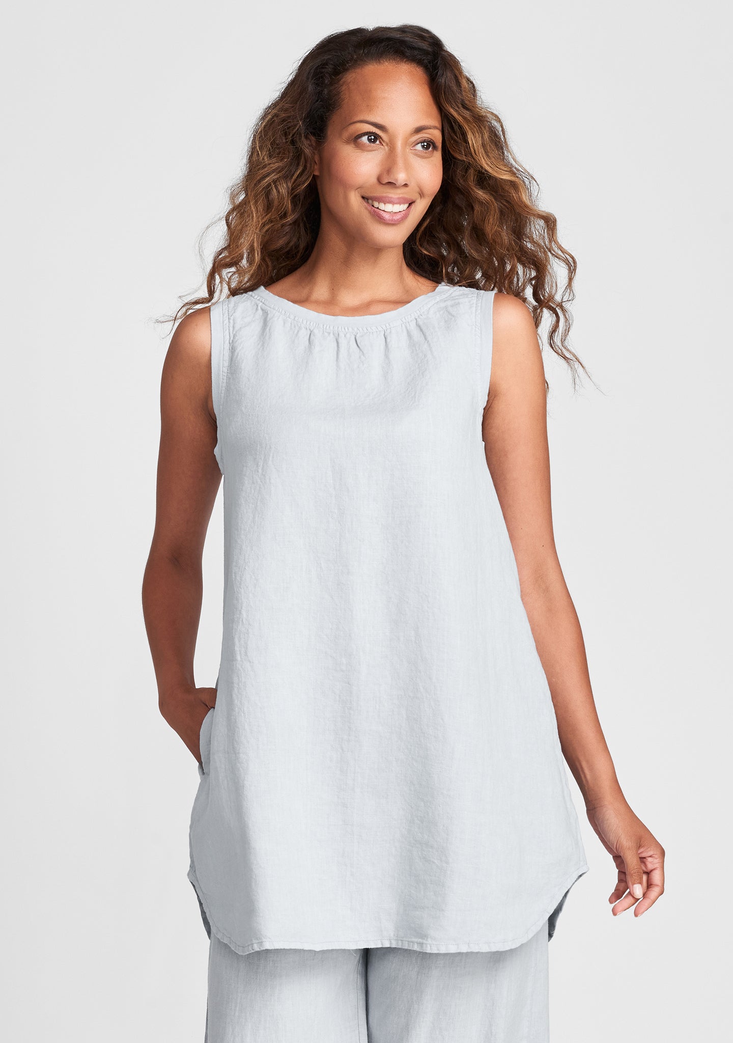 coastal tunic linen tank grey