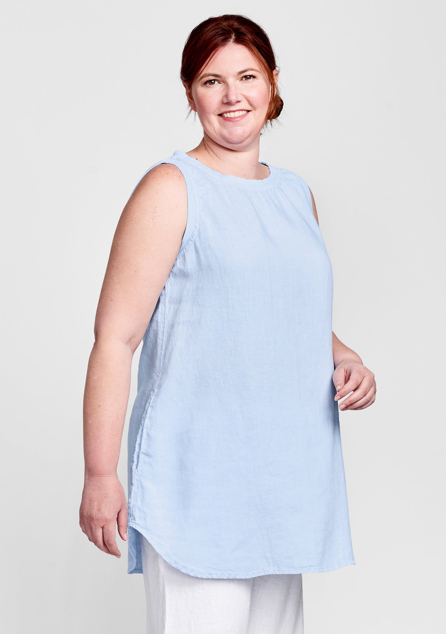 coastal tunic linen tank blue