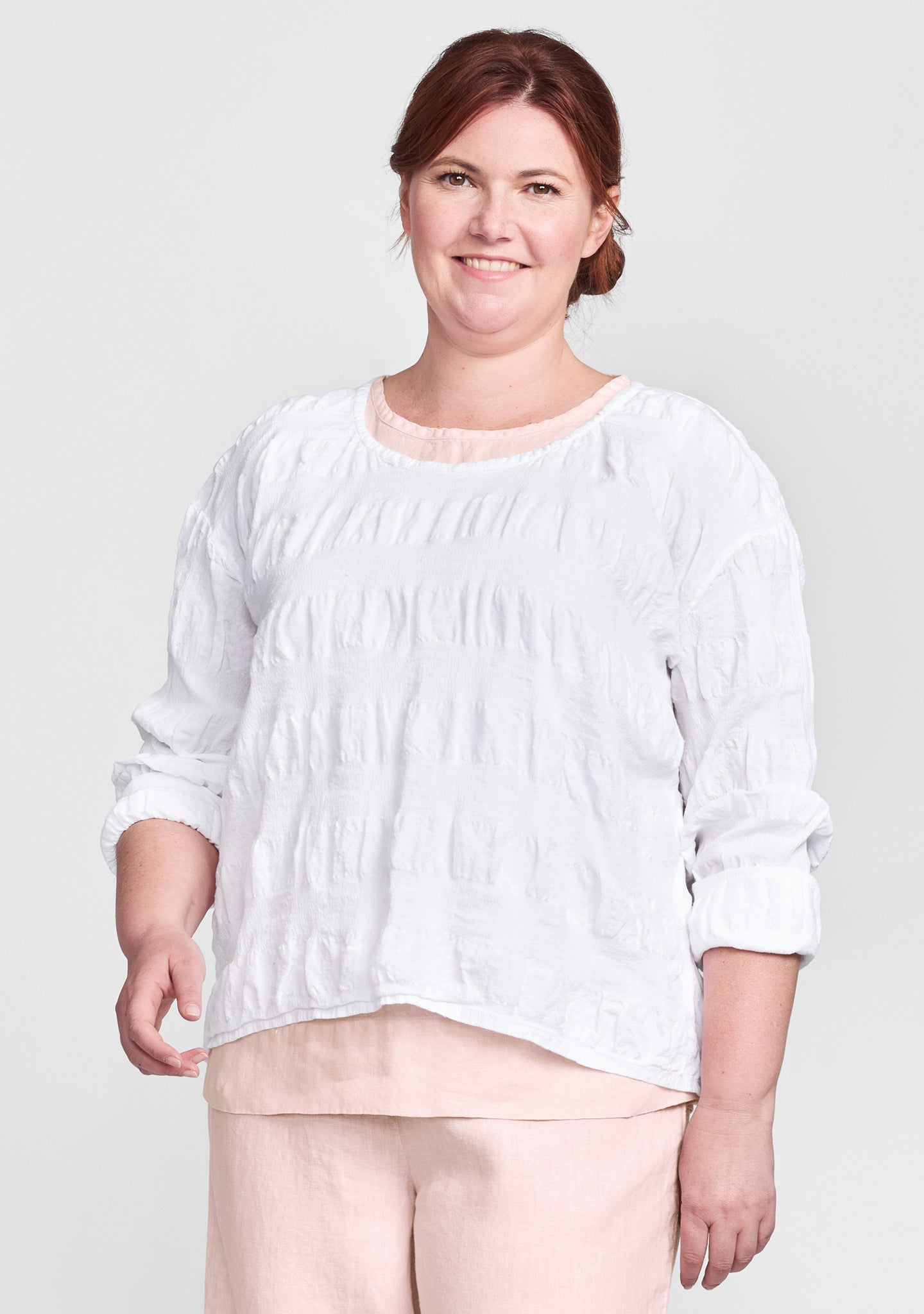 cropped pullover linen shirt white