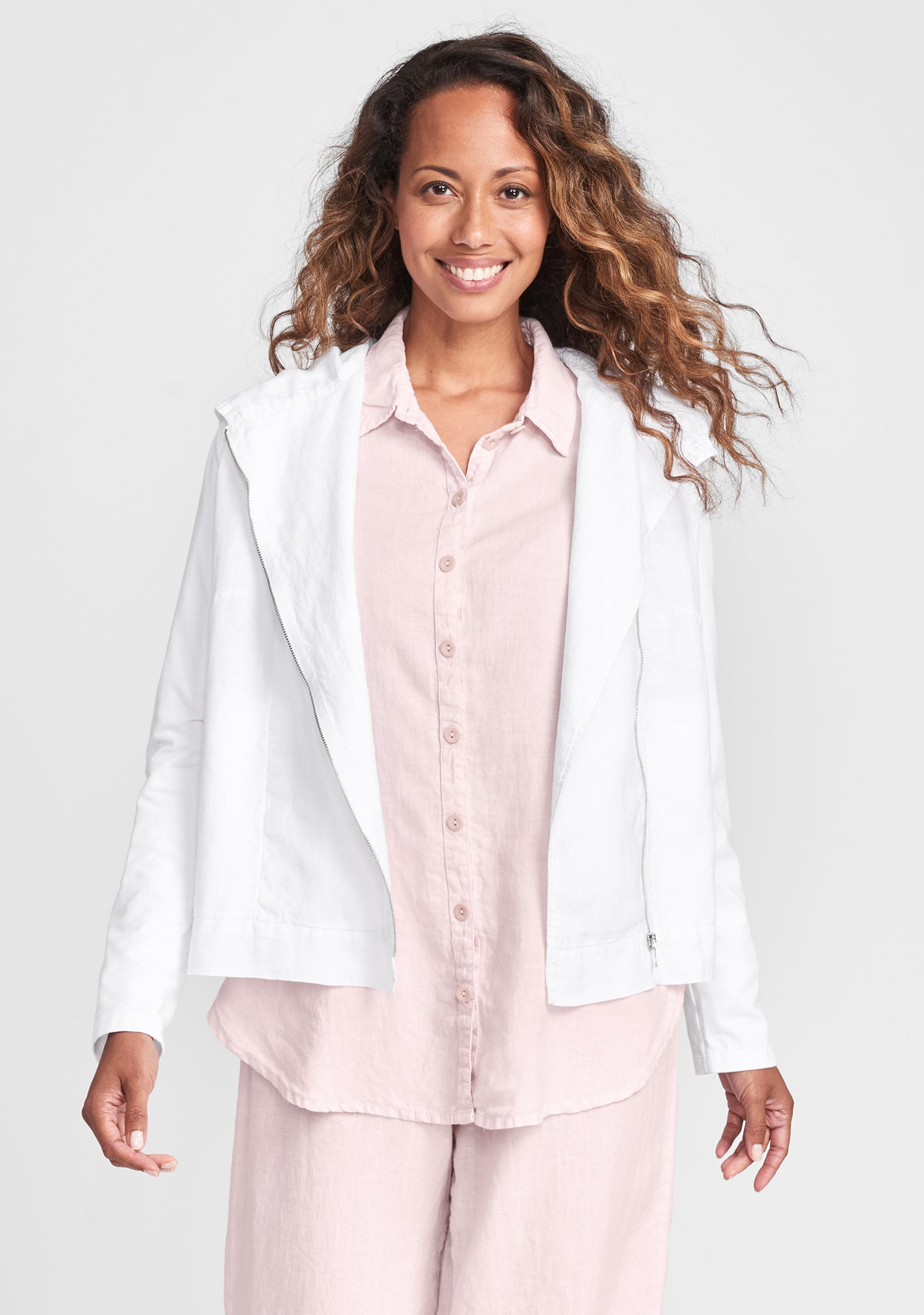 crossroads blouse linen button down shirt pink