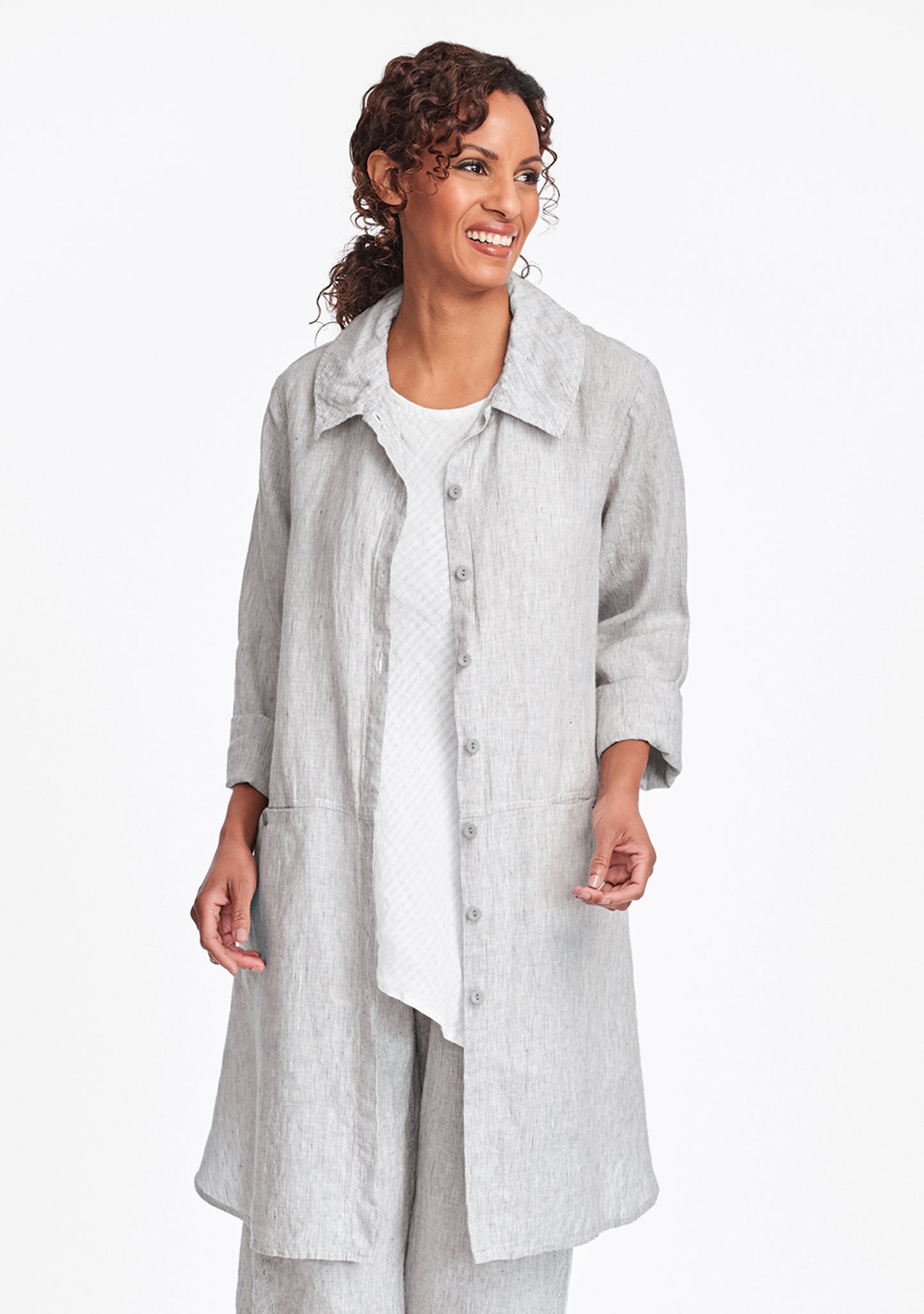 daily duster linen jacket grey