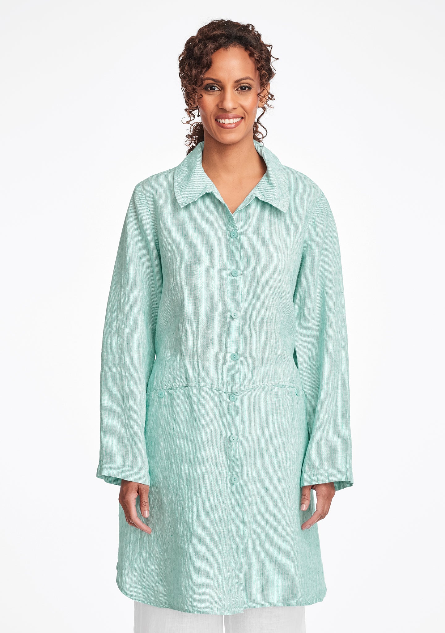 daily duster linen jacket green