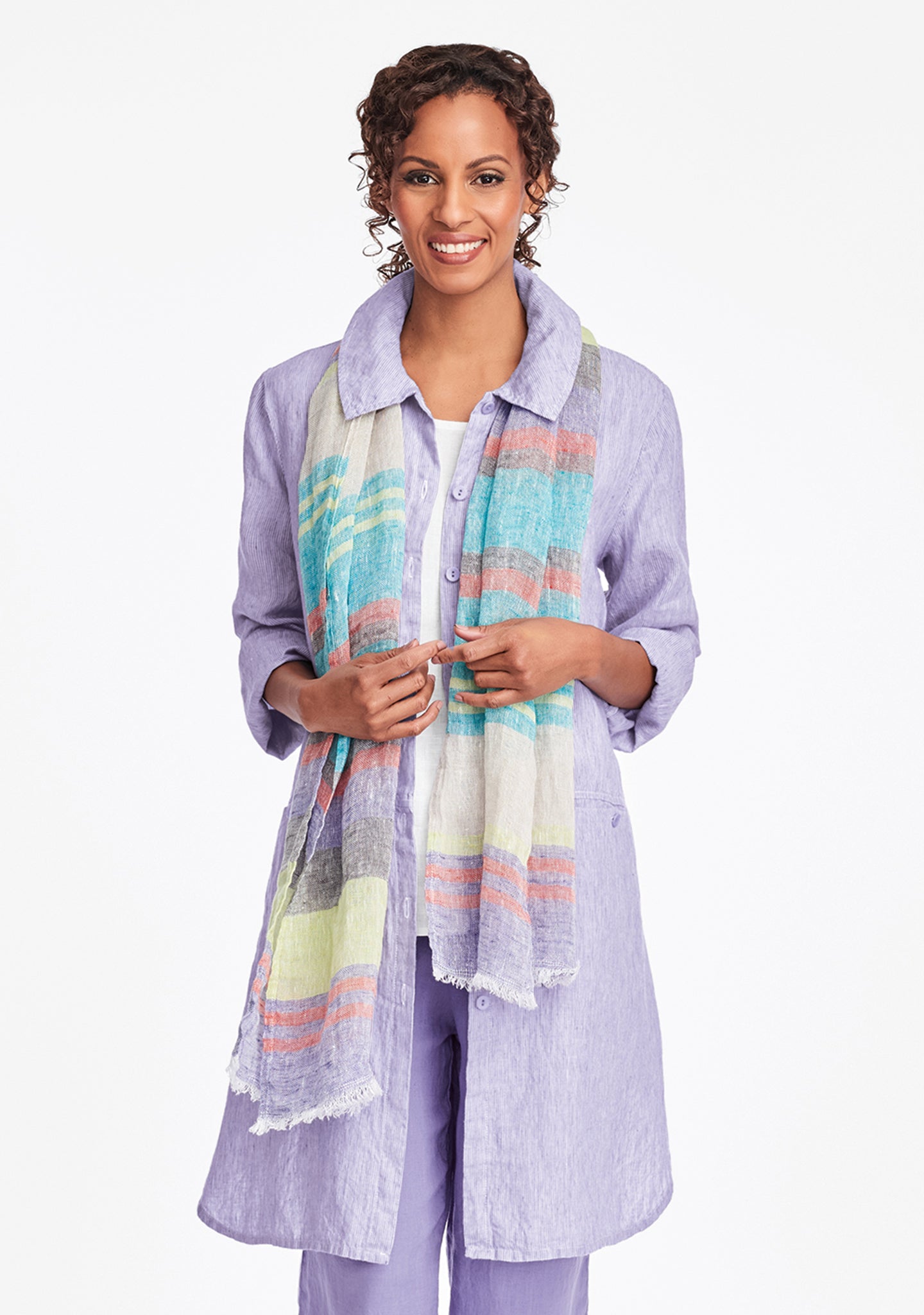daily duster linen jacket purple