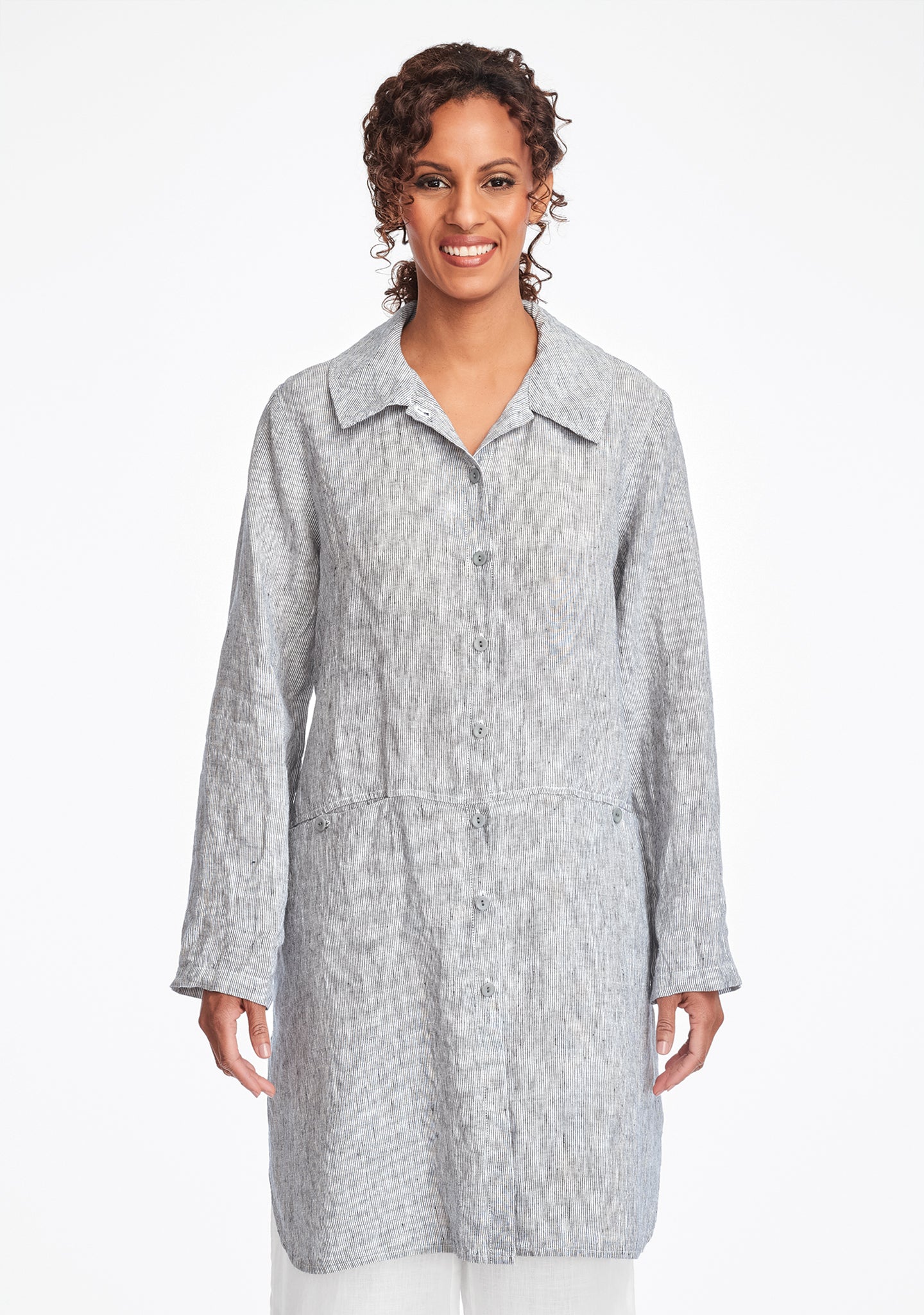 daily duster linen jacket blue