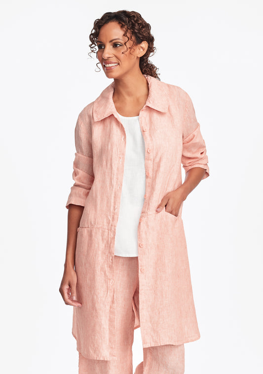 daily duster linen jacket red