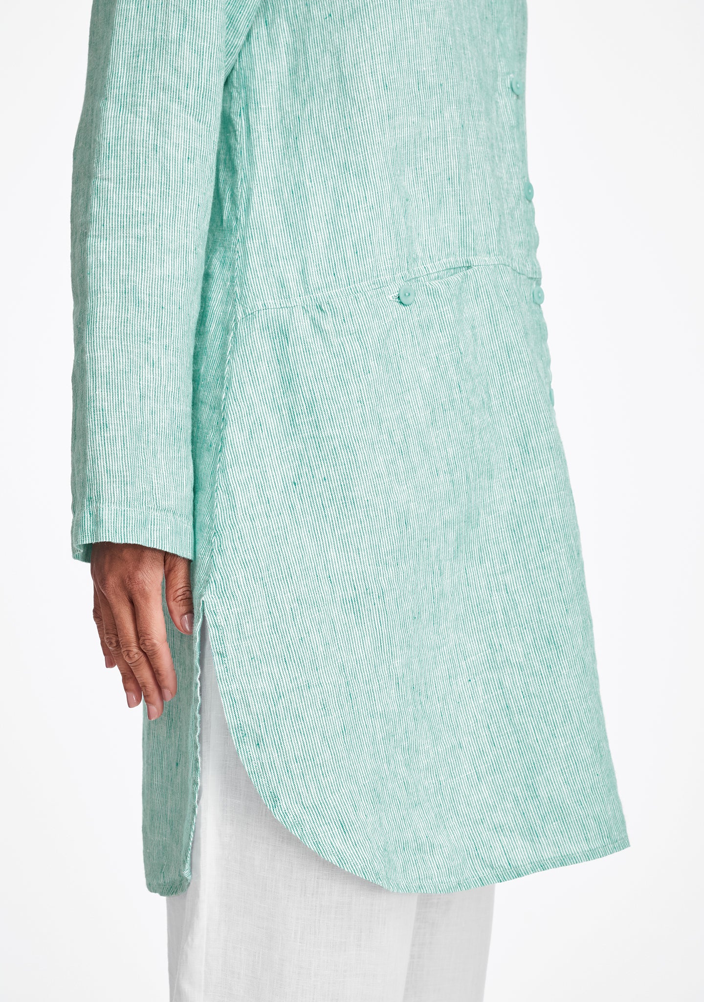 daily duster linen jacket details