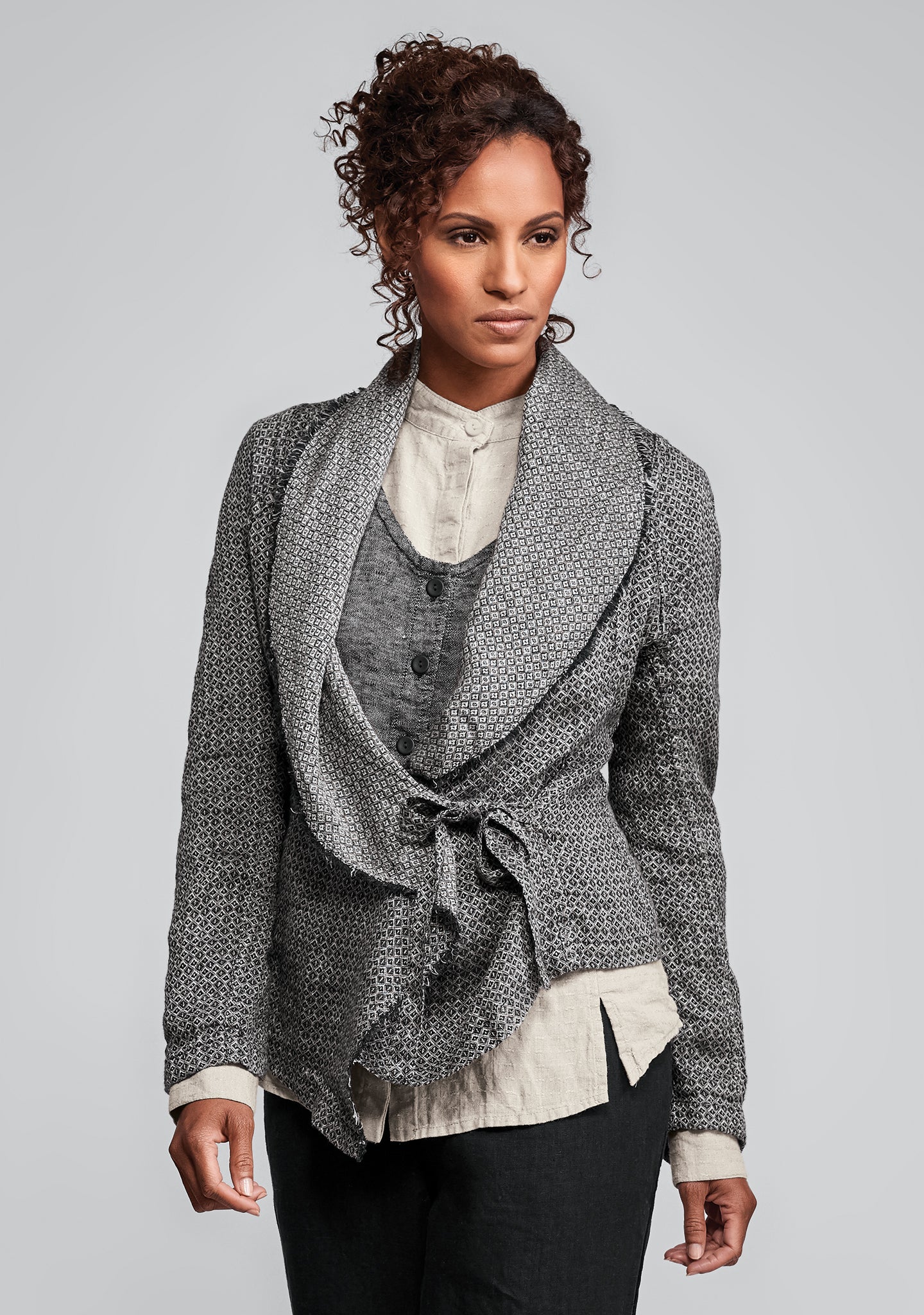 draping jacket linen jacket black