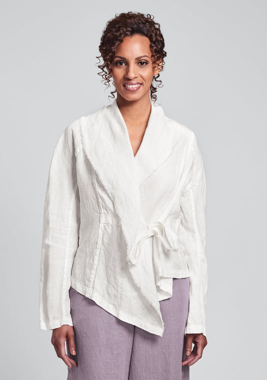 draping jacket linen jacket white