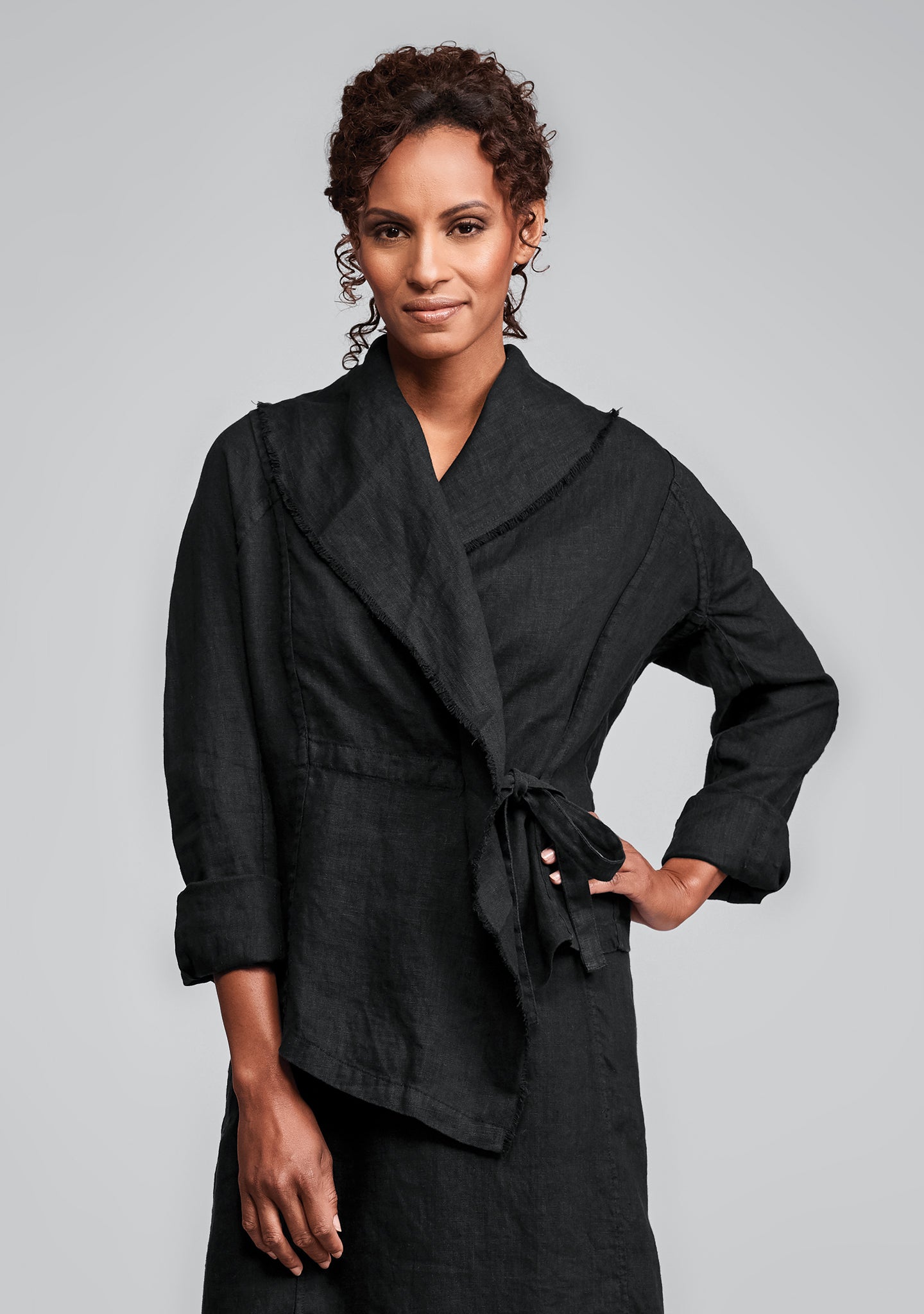 draping jacket linen jacket black