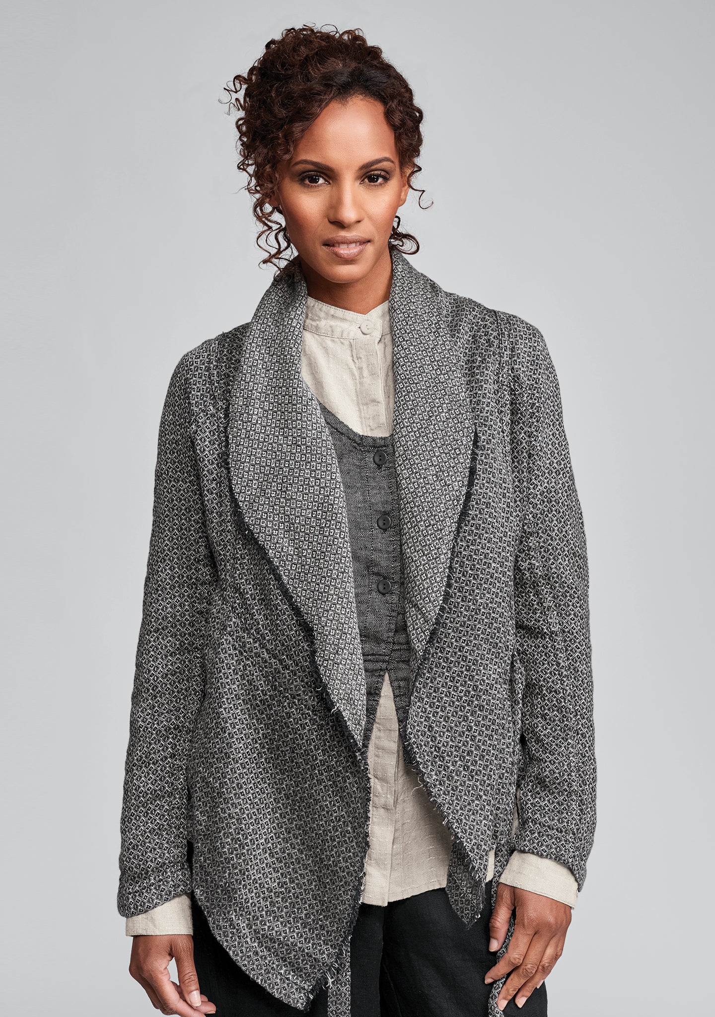 draping jacket linen jacket details