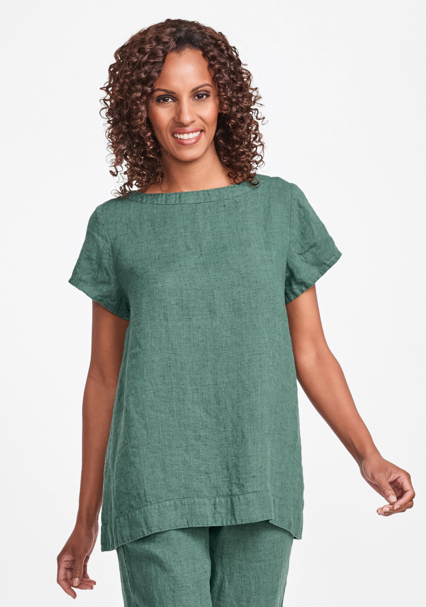 elite top linen t shirt green
