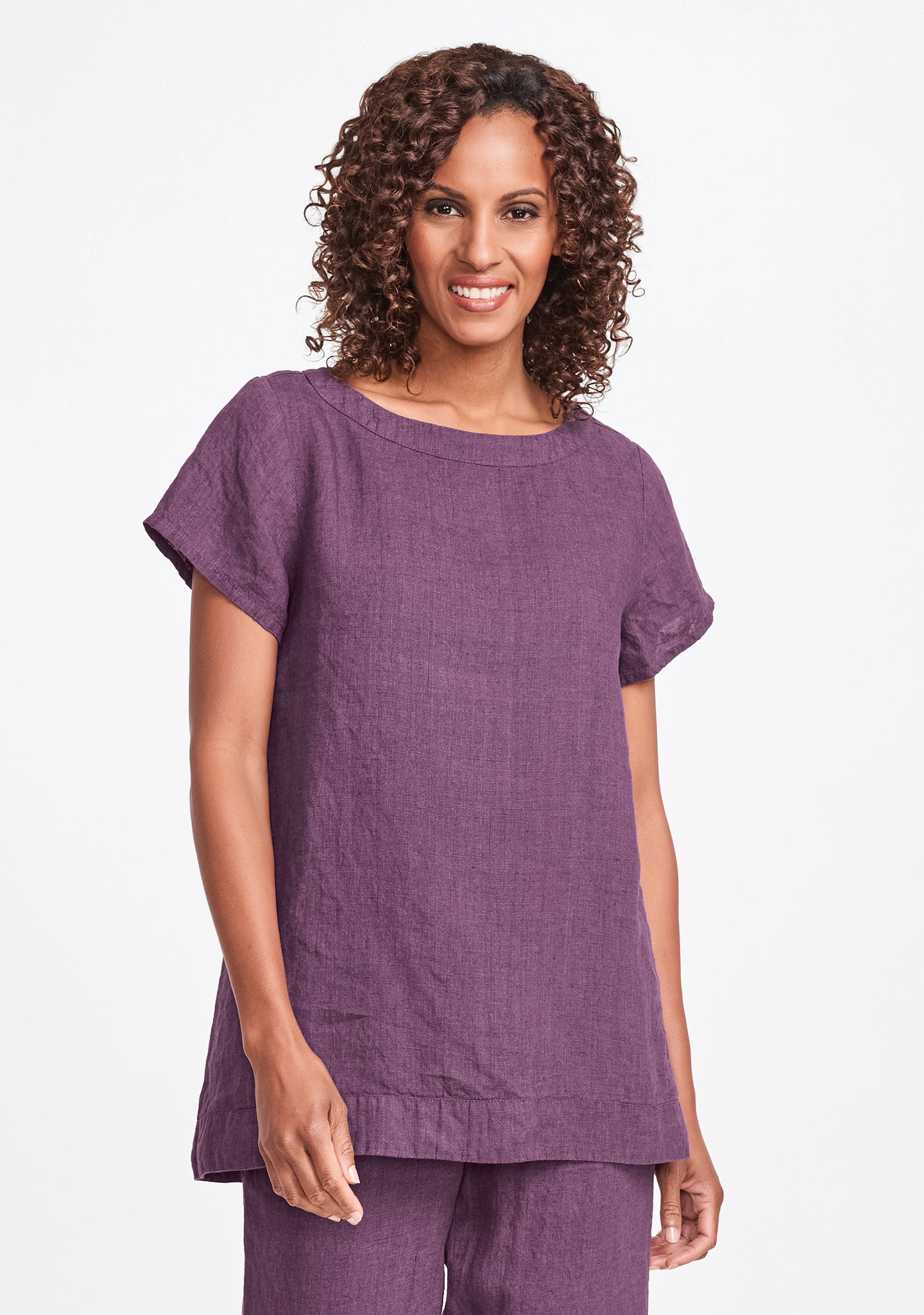 elite top linen t shirt purple