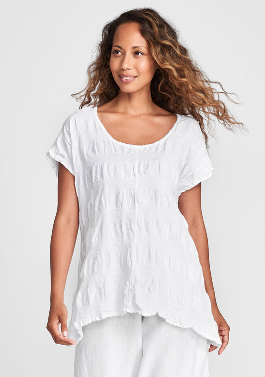 feather tee linen t shirt white