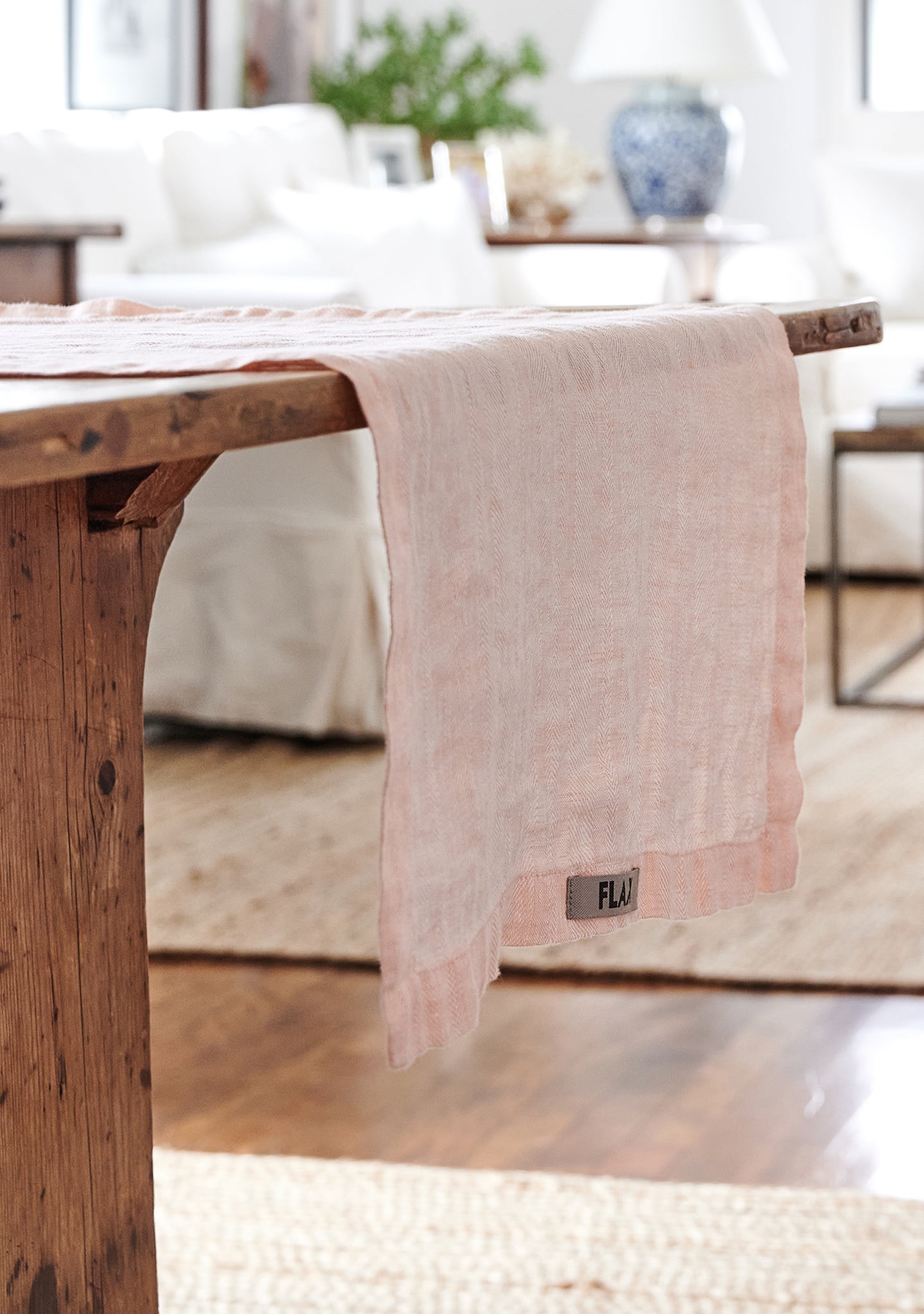 table runner linen runner pink