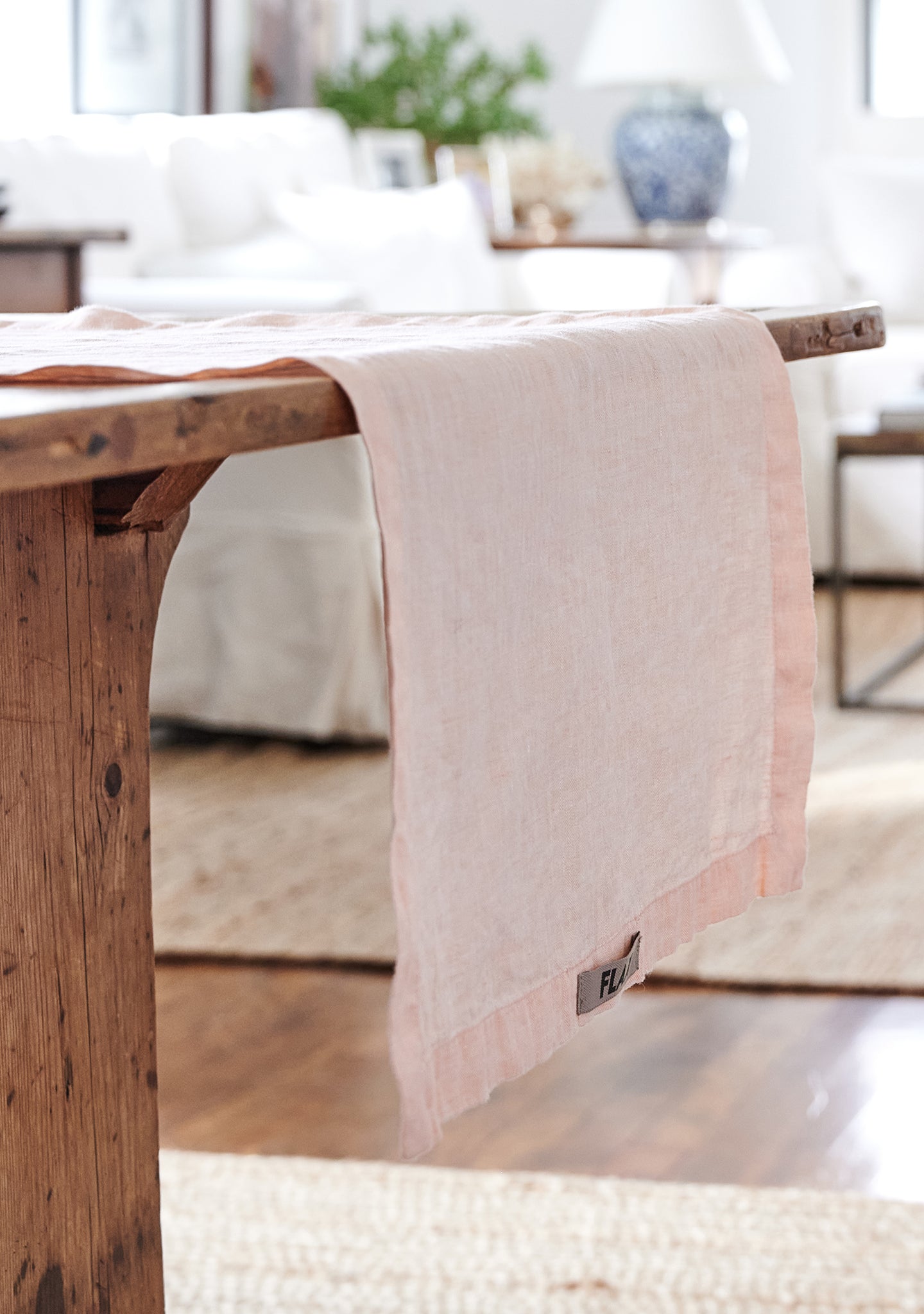 table runner linen runner pink