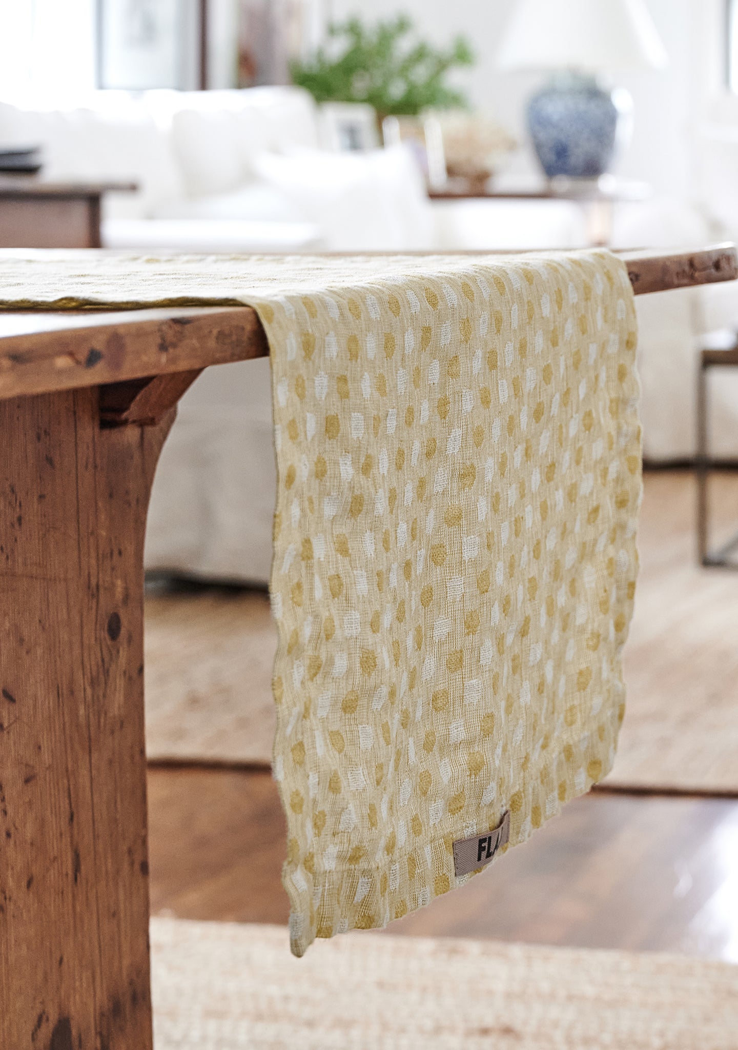 table runner linen runner yellow