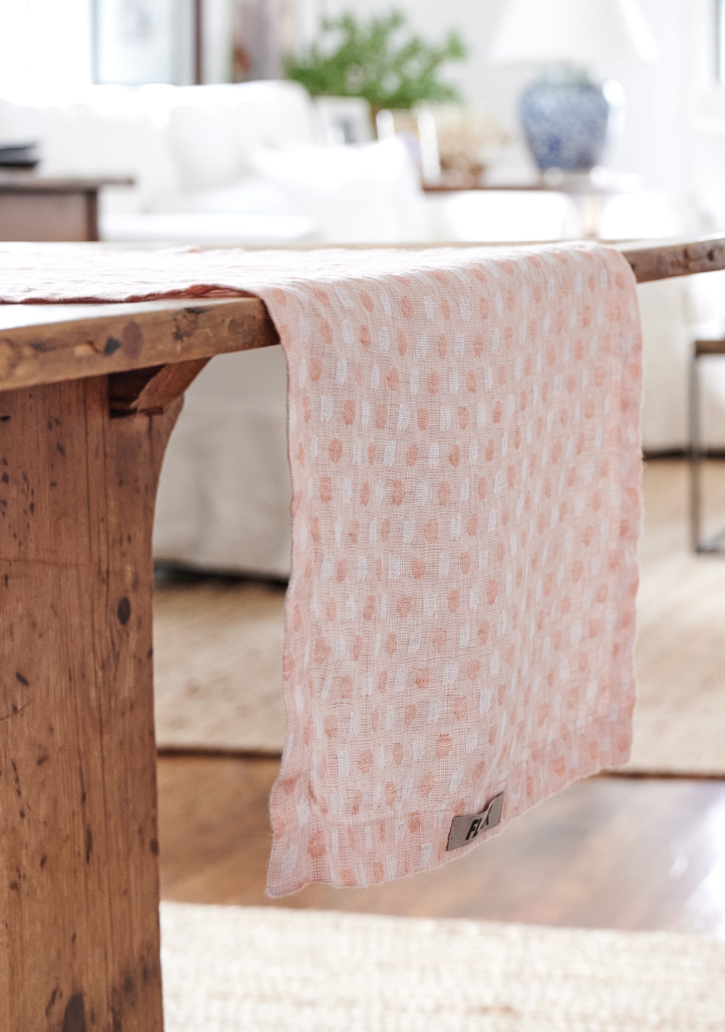 table runner linen runner pink