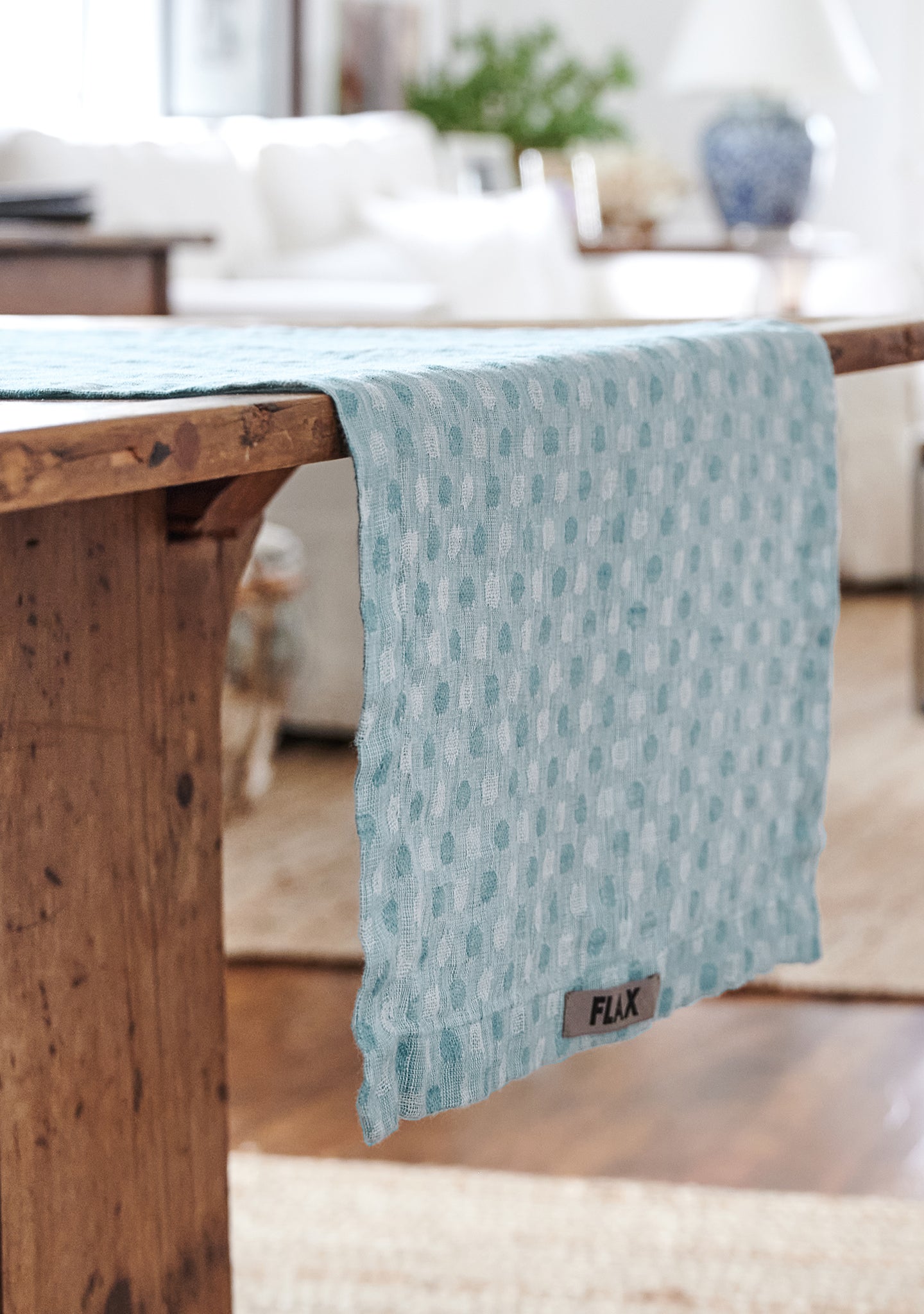 table runner linen runner blue