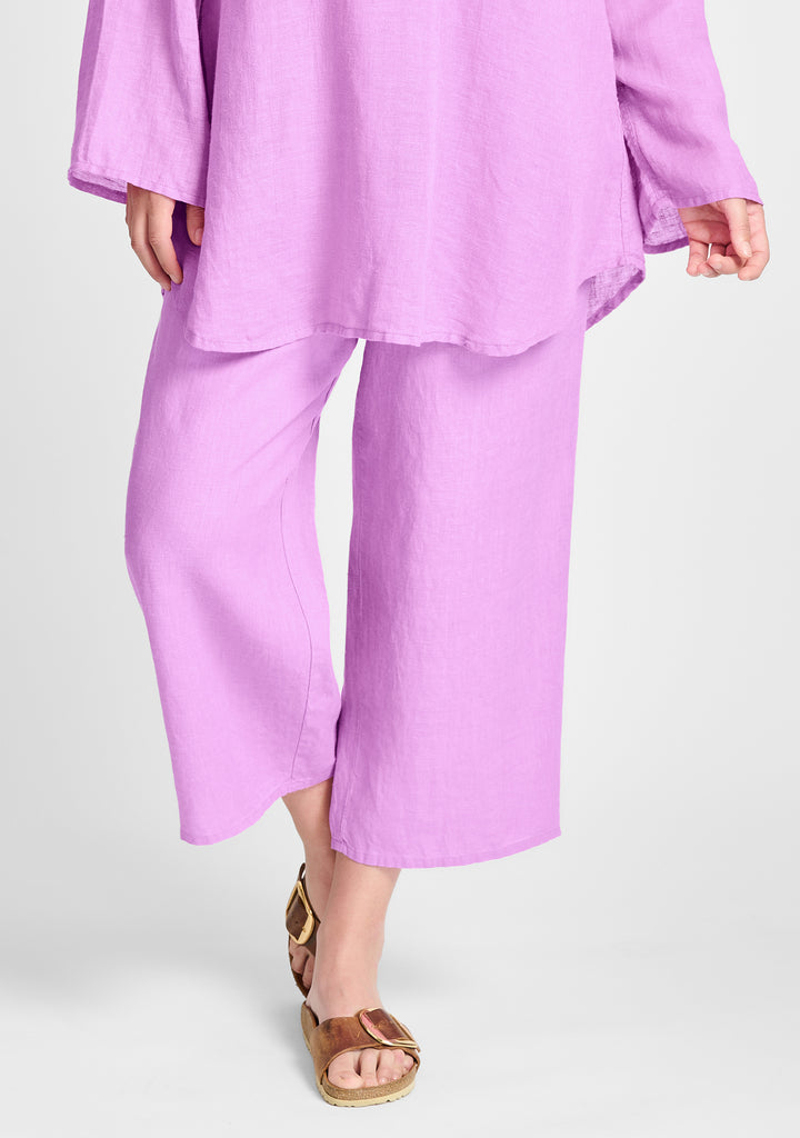 floods linen pants with elastic waist pink